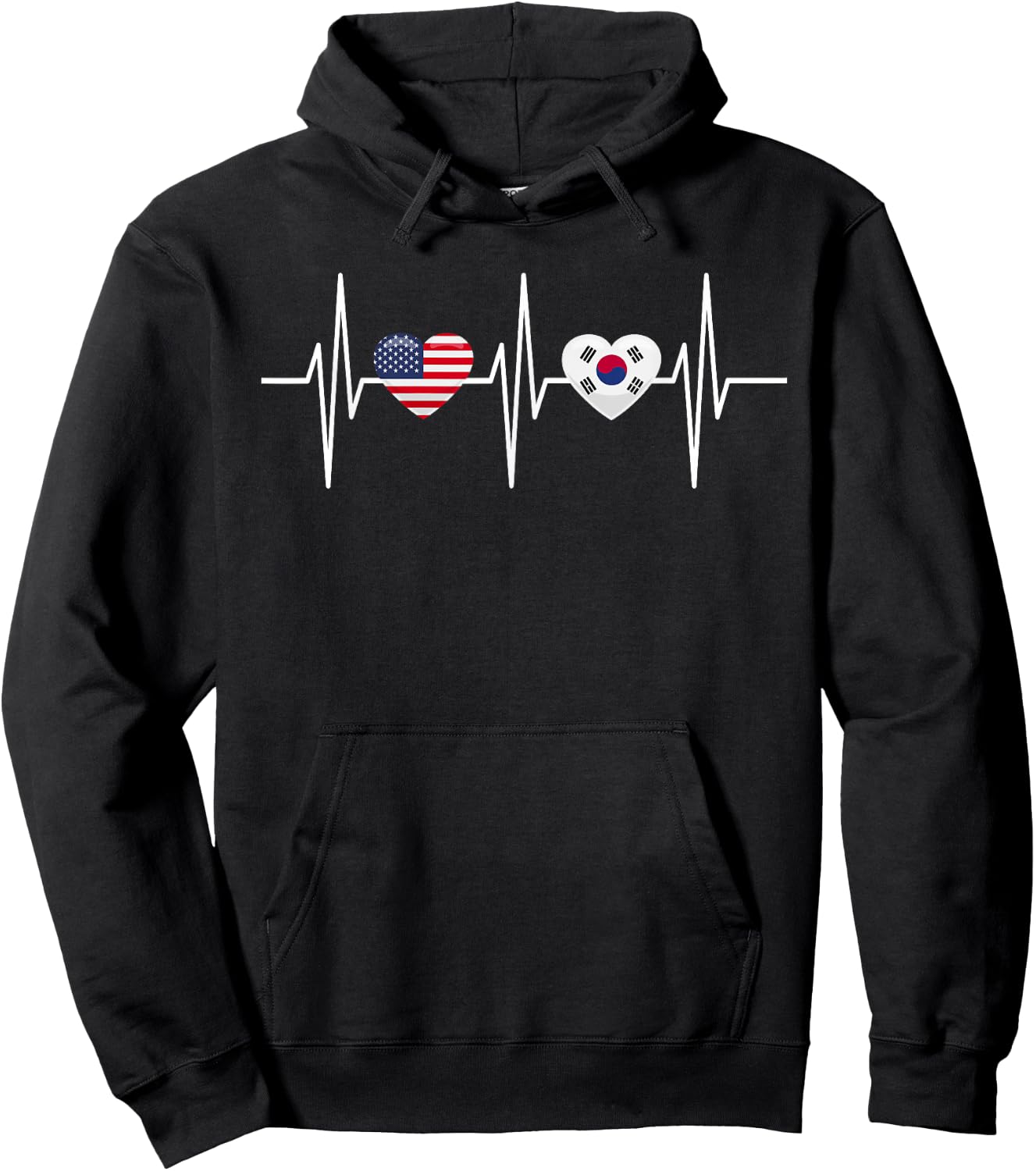 USA South Korea Shirt America Republic of Korea Heart Flag Hoodie - Hoodie | Black