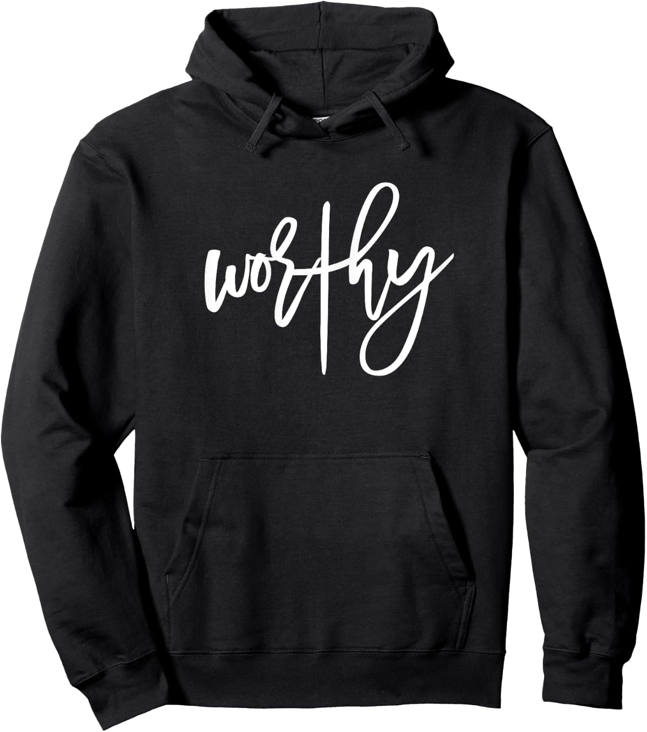 Worthy Cross Design Inspirational Saying Women Empowerment Hoodie - Hoodie | Black