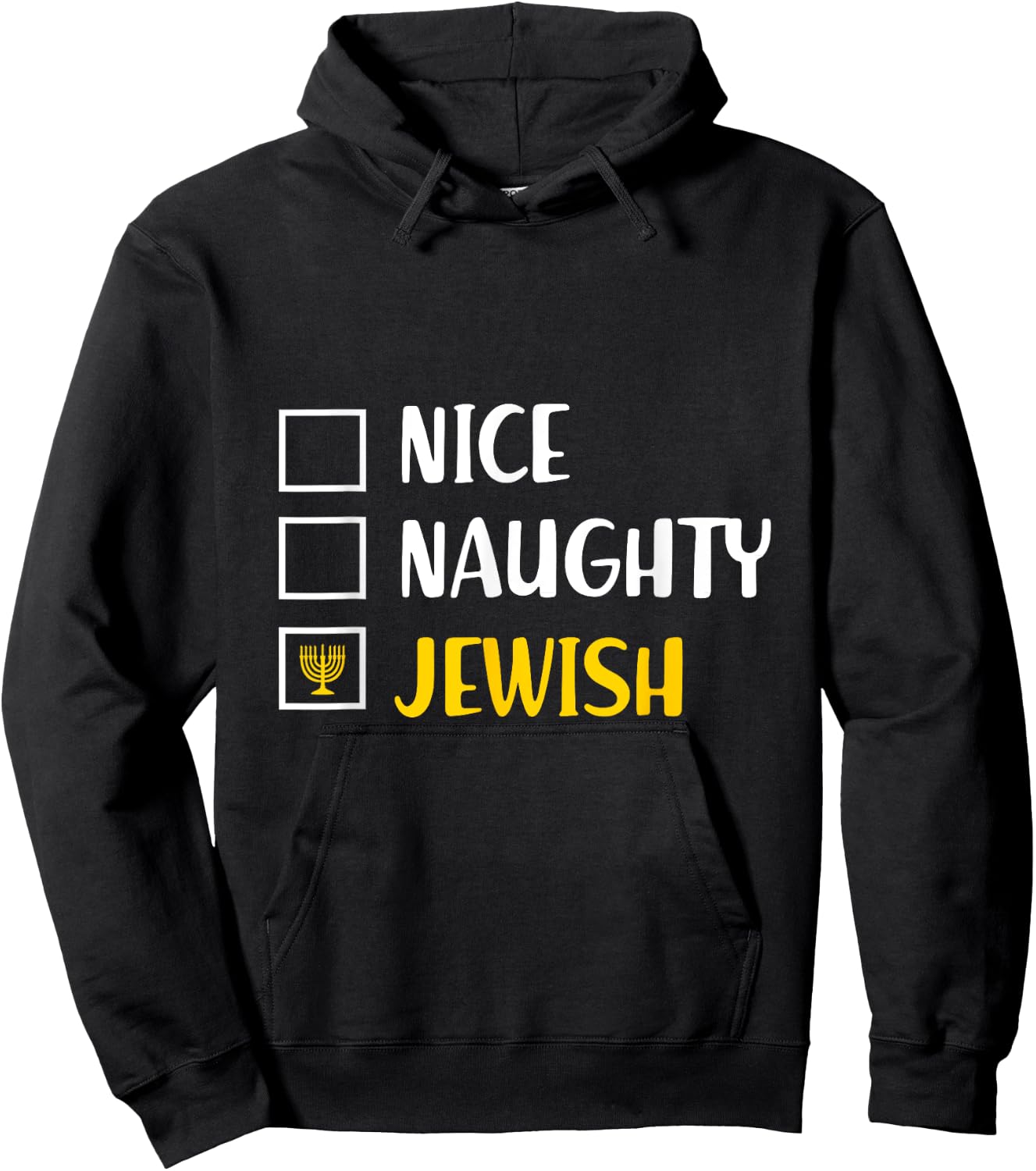 Funny Chanukah s Hanukkah Nice Naughty Jewish Hoodie - Hoodie | Black