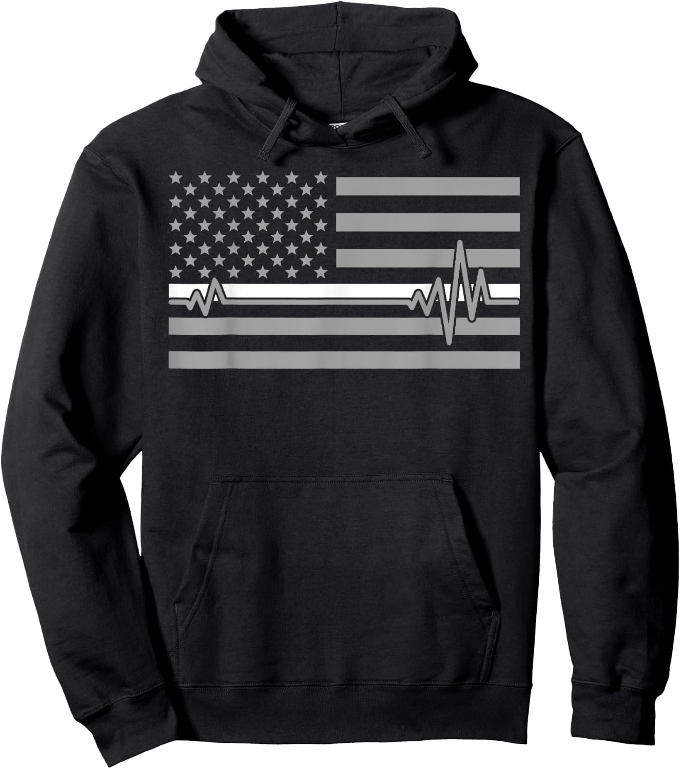 Thin Line In White Us Flag Heartbeat Paramedic Love Shirt Hoodie - Hoodie | Black