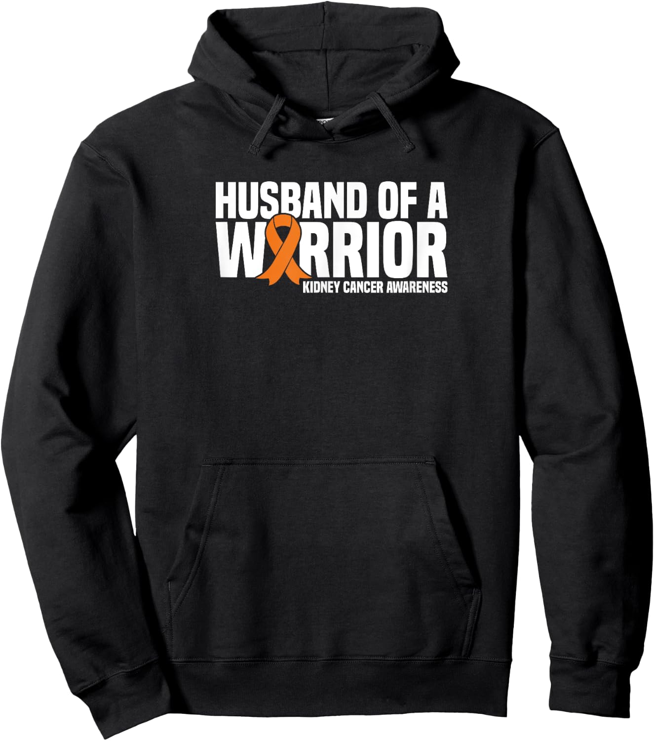 Husband of a Warrior Orange Ribbon Kidney Cancer Awareness Hoodie - Hoodie | Black