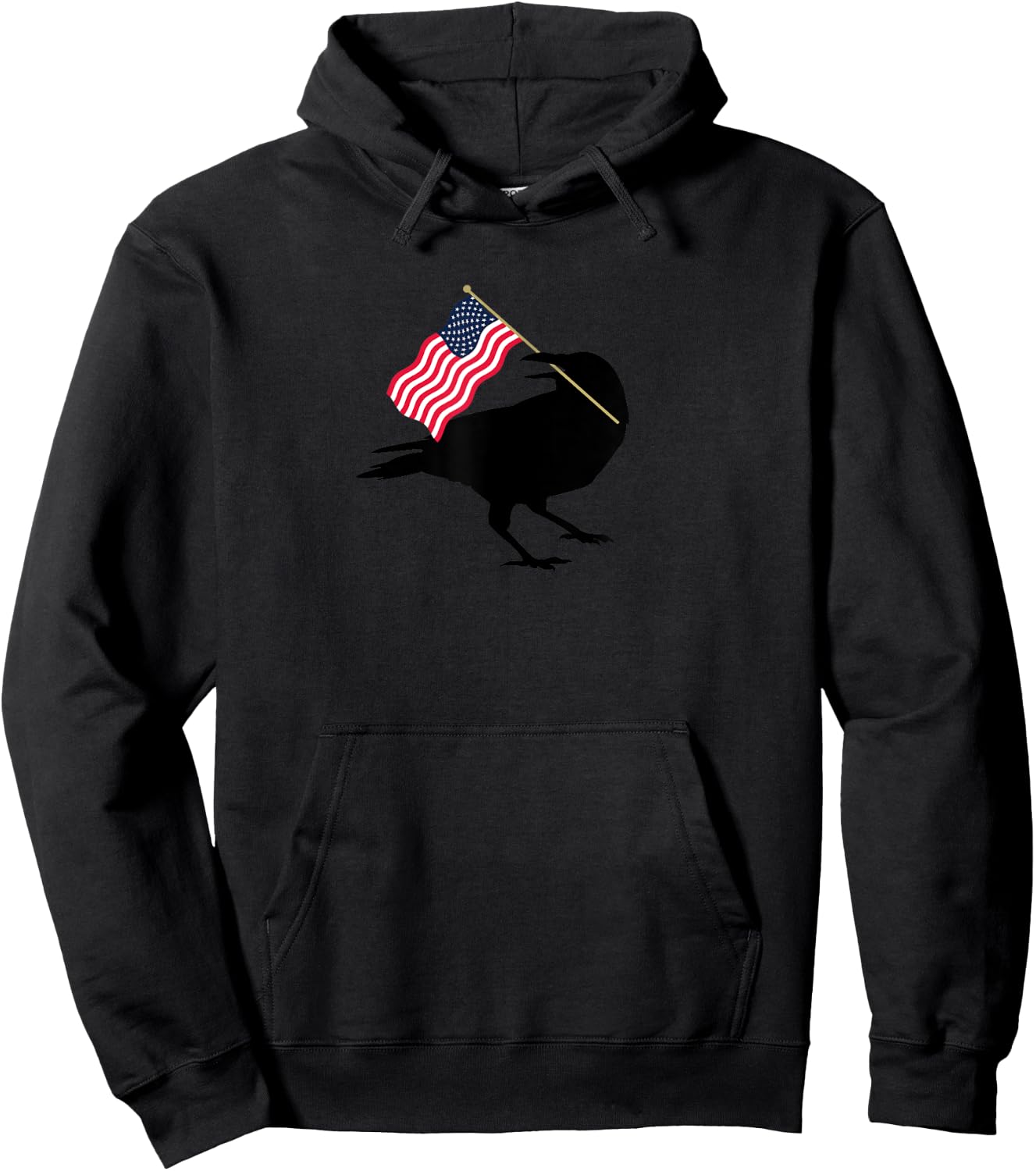 Patriotic Blackbird Crow with American Flag for Bird Lovers Hoodie - Hoodie | Black