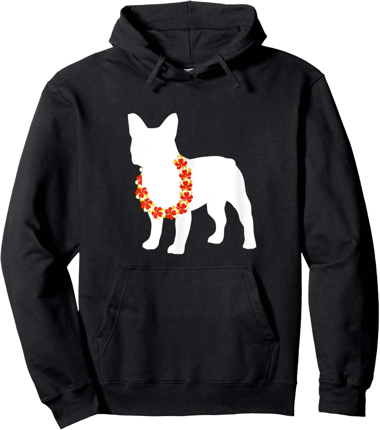 Frenchie French Bulldog Aloha Hawaiian Lei Dog Men Women Kids Hoodie - Hoodie | Black