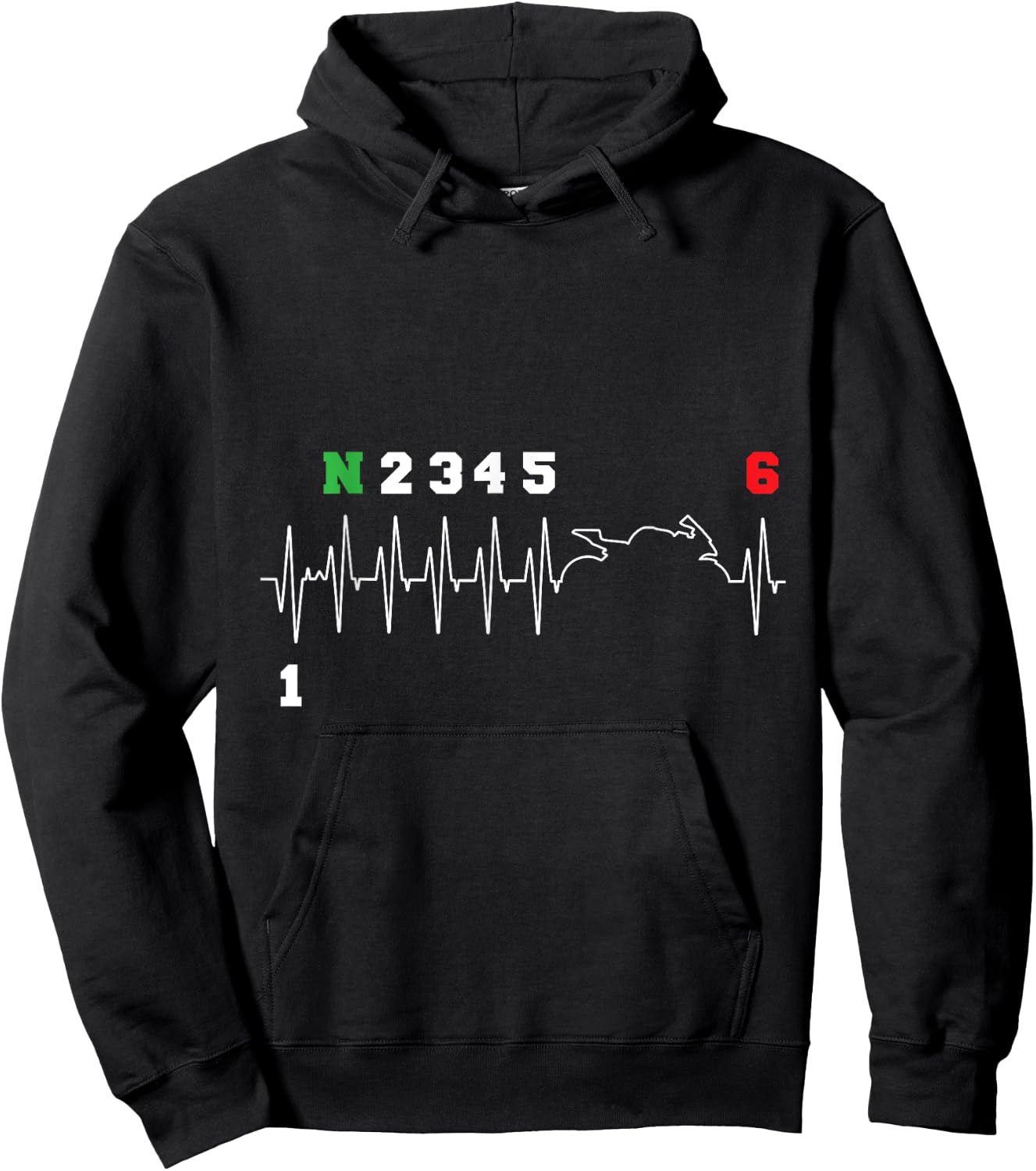 Motorcyclist Heartbeat ECG Motorcycle Bike Gearshift Biker Hoodie - Hoodie | Black