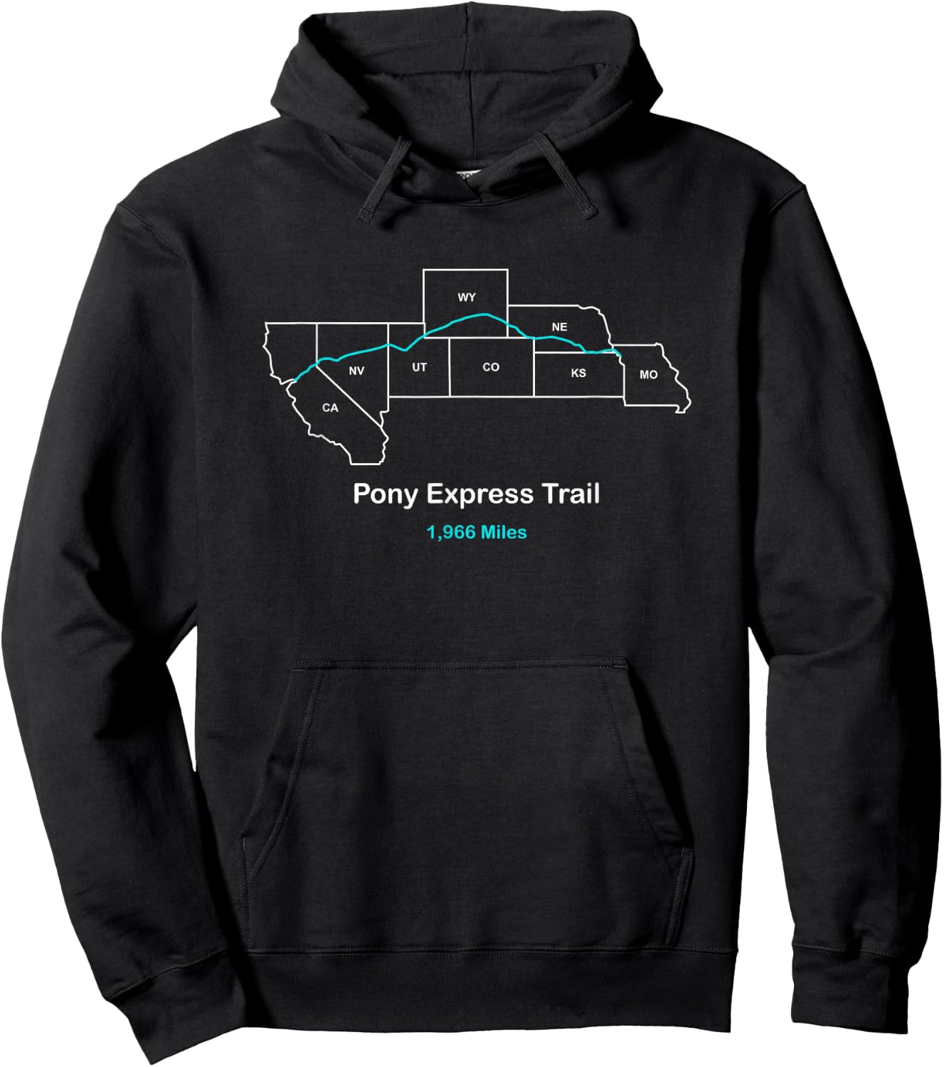 Route Map of Pony-Express Trail, National Historic Trail Hoodie - Hoodie | Black