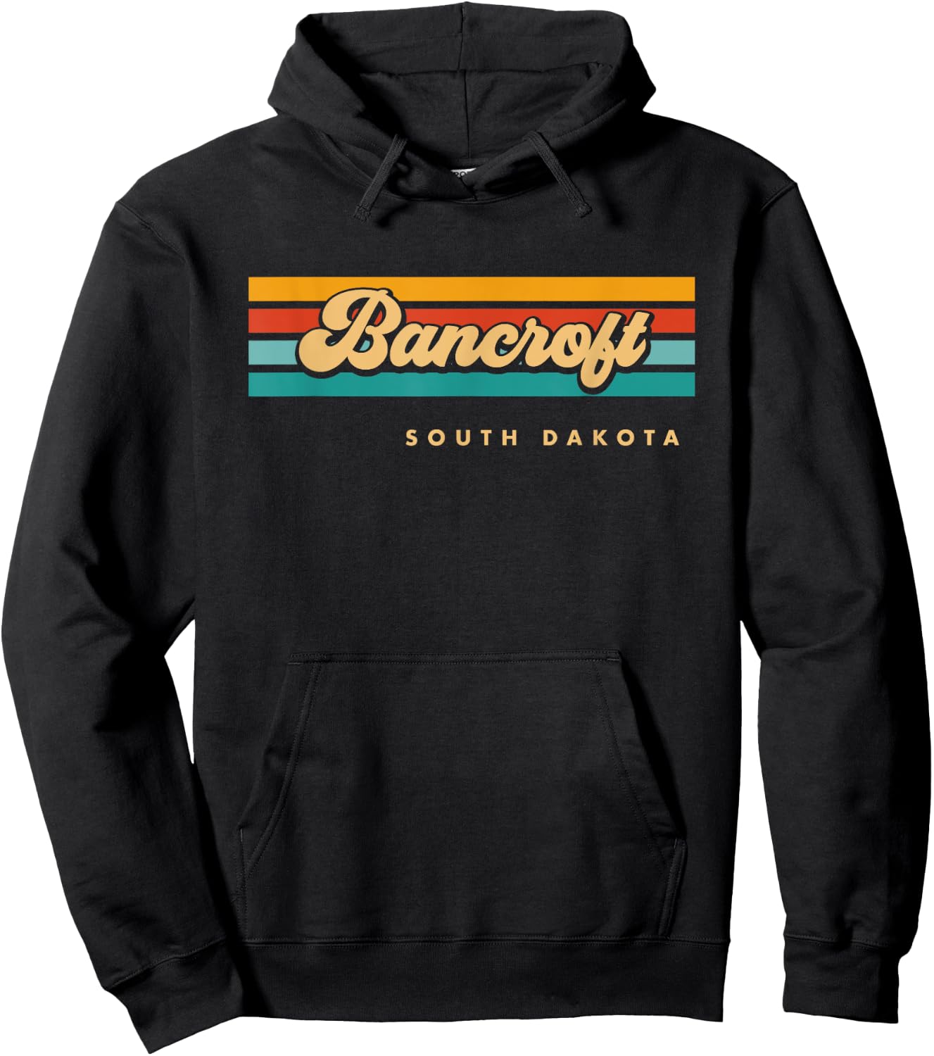 Vintage Sunset Stripes Bancroft, South Dakota Hoodie - Hoodie | Black