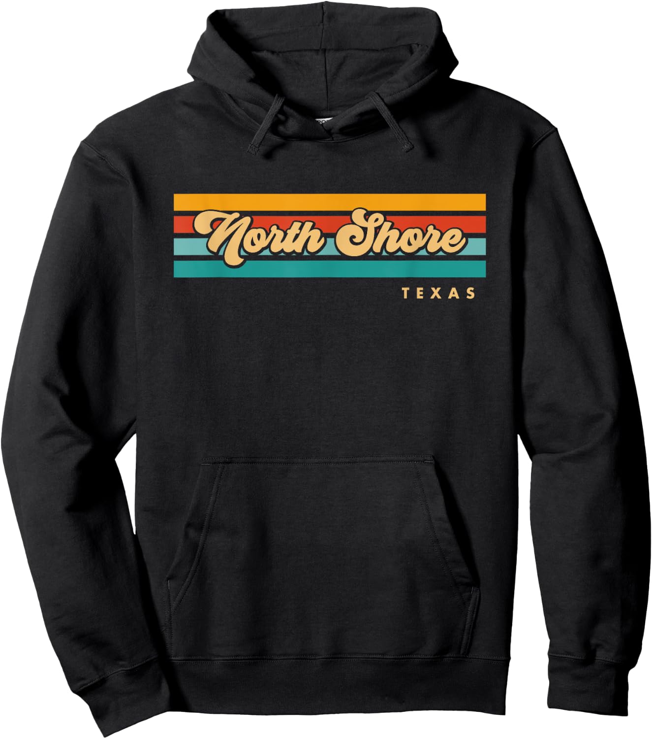 Vintage Sunset Stripes North Shore, Texas Hoodie - Hoodie | Black