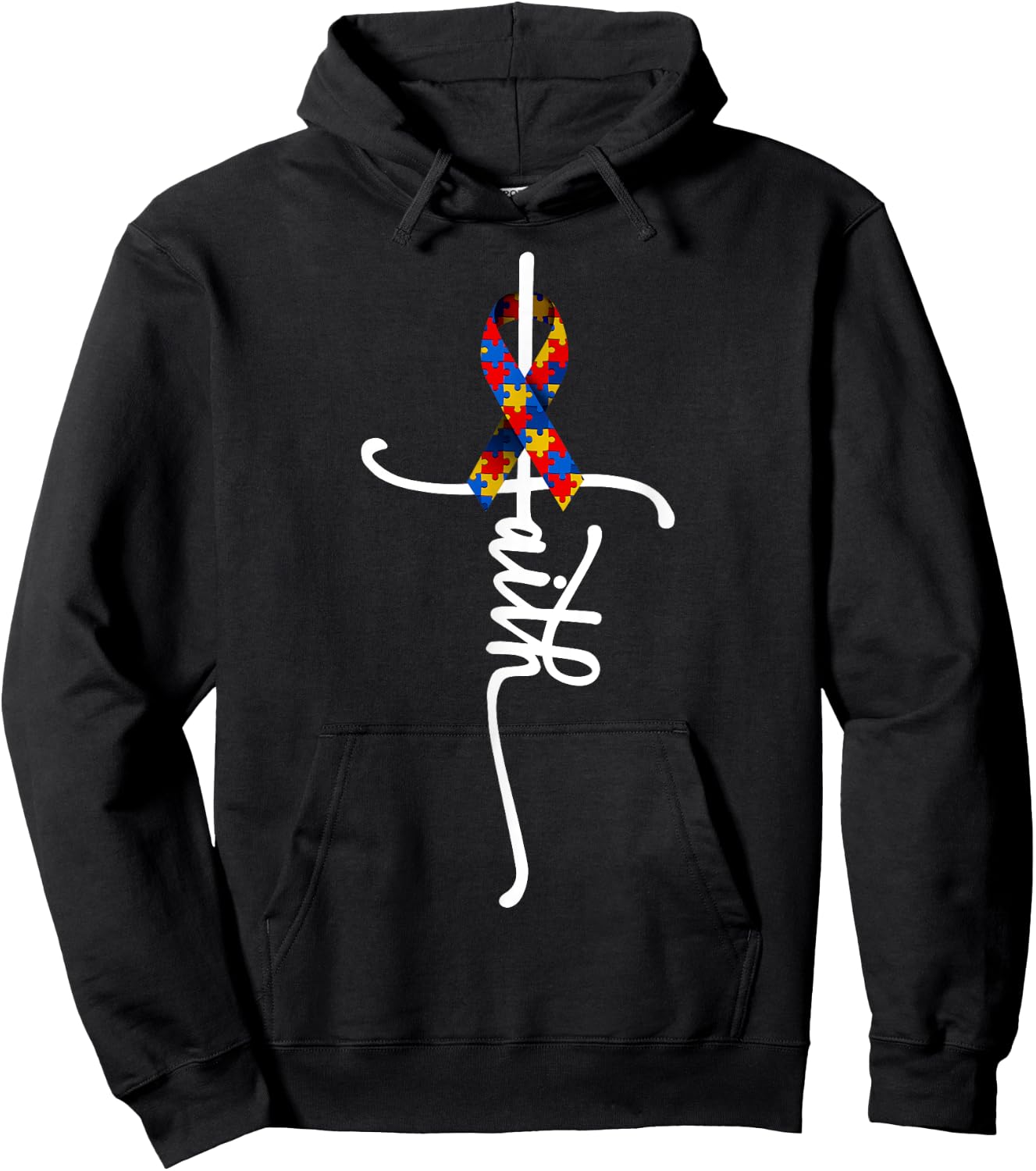 Autism Faith Cross Autism Autistic Gifts Autism Awareness Hoodie - Hoodie | Black