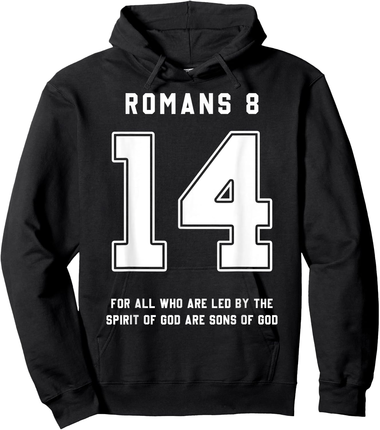 Romans 8:14 Bible Verse Team Sports Jersey Christian Hoodie - Hoodie | Black
