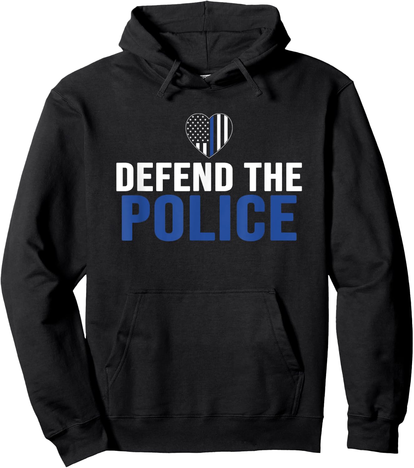 Defend The Police Defund The Media Backs Blue Line USA Flag Hoodie - Hoodie | Black