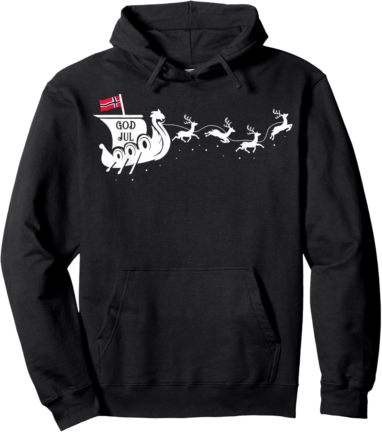 God Jul Viking Ship Sleigh Hoodie - Hoodie | Black