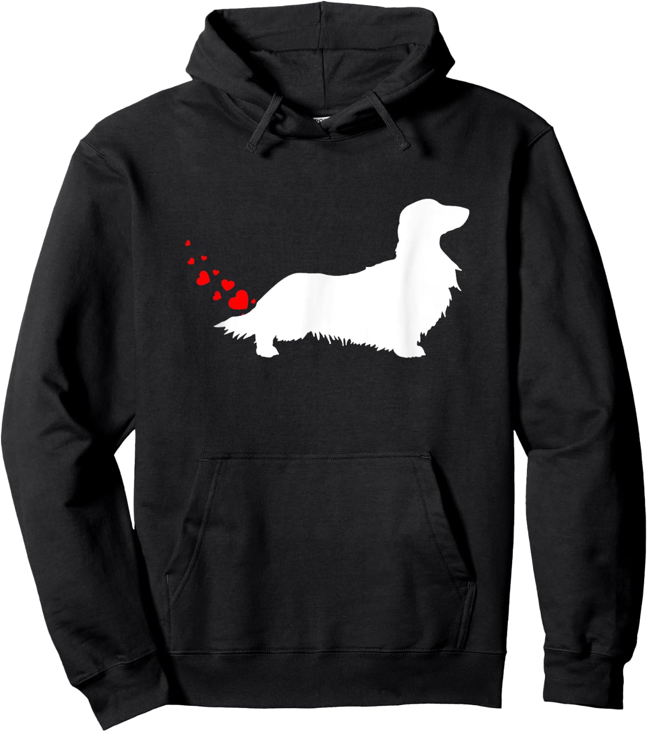 Love Dog Farts Apparel Corp. Valentines Day Long Haired Dachshund Owner Heart Farts Gift Hoodie - Hoodie | Black