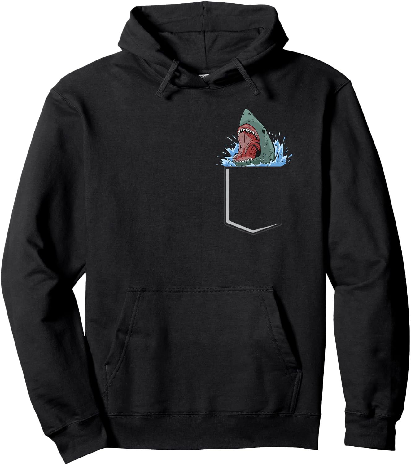 Animal Lover Novelty Apparel -Adults Black Modern Shark Theme Hoodie - Hoodie | Black