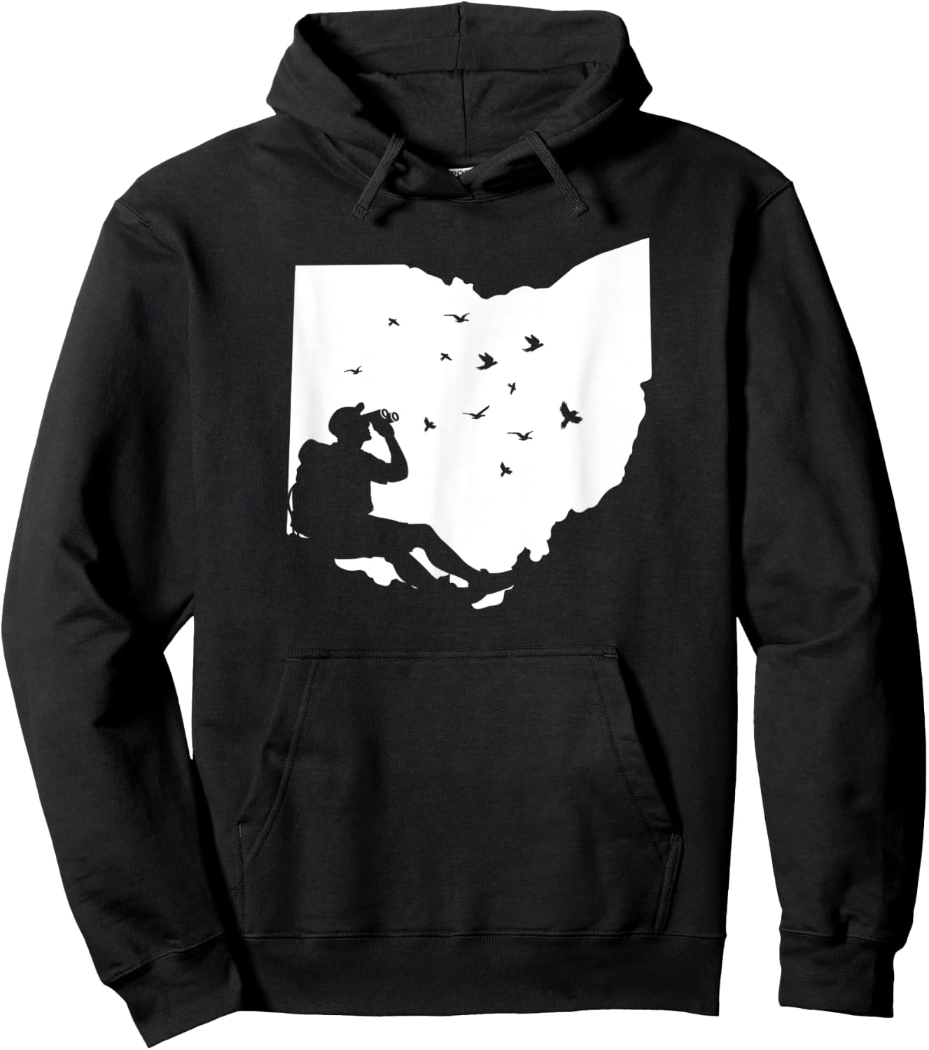 Map Ohio Bird Watching Design Birding Binoculars Birdwatcher Hoodie - Hoodie | Black