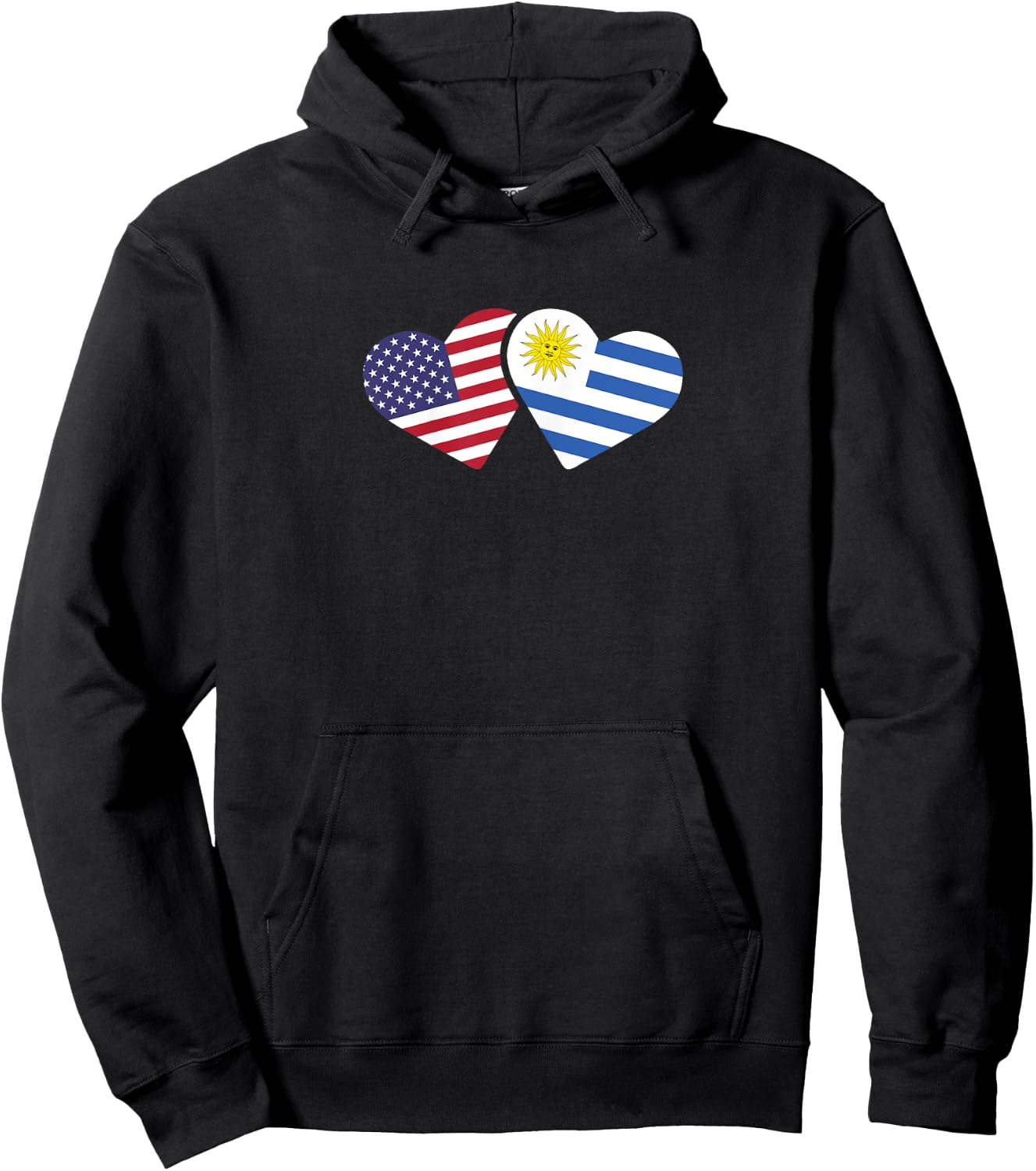 USA Uruguay Flag T Shirt Hearts Uruguayan American Love Gift Hoodie - Hoodie | Black