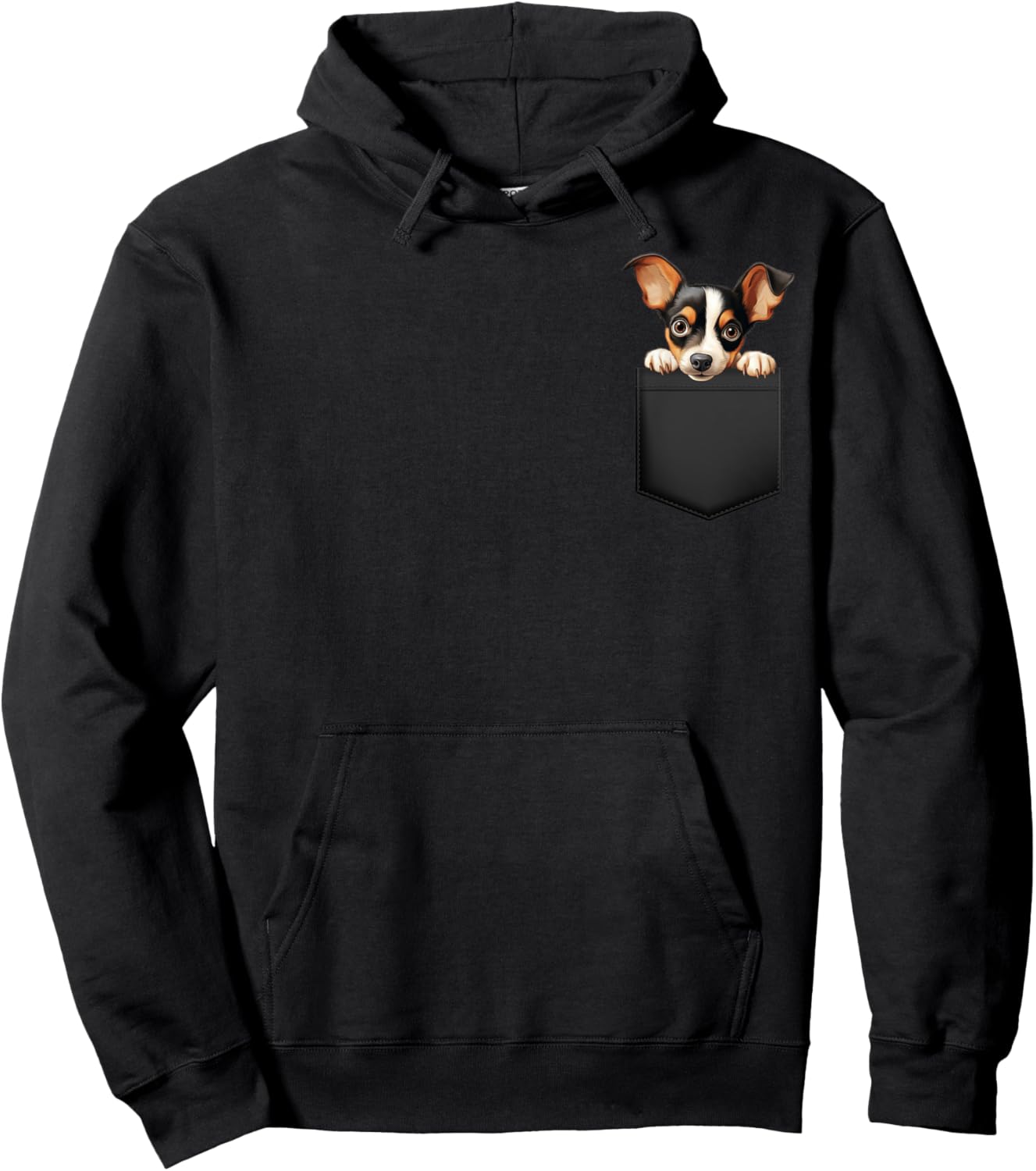 Funny Toy Fox Terrier Puppy Dog In Pocket Cute Pet Lover Hoodie - Hoodie | Black