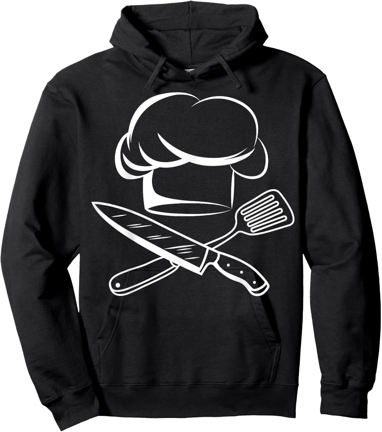 Chef Hat Chief Cook Apparel -Adults Black Cotton 60% Polyester 40% Modern Cartoon Small Hoodie - Hoodie | Black