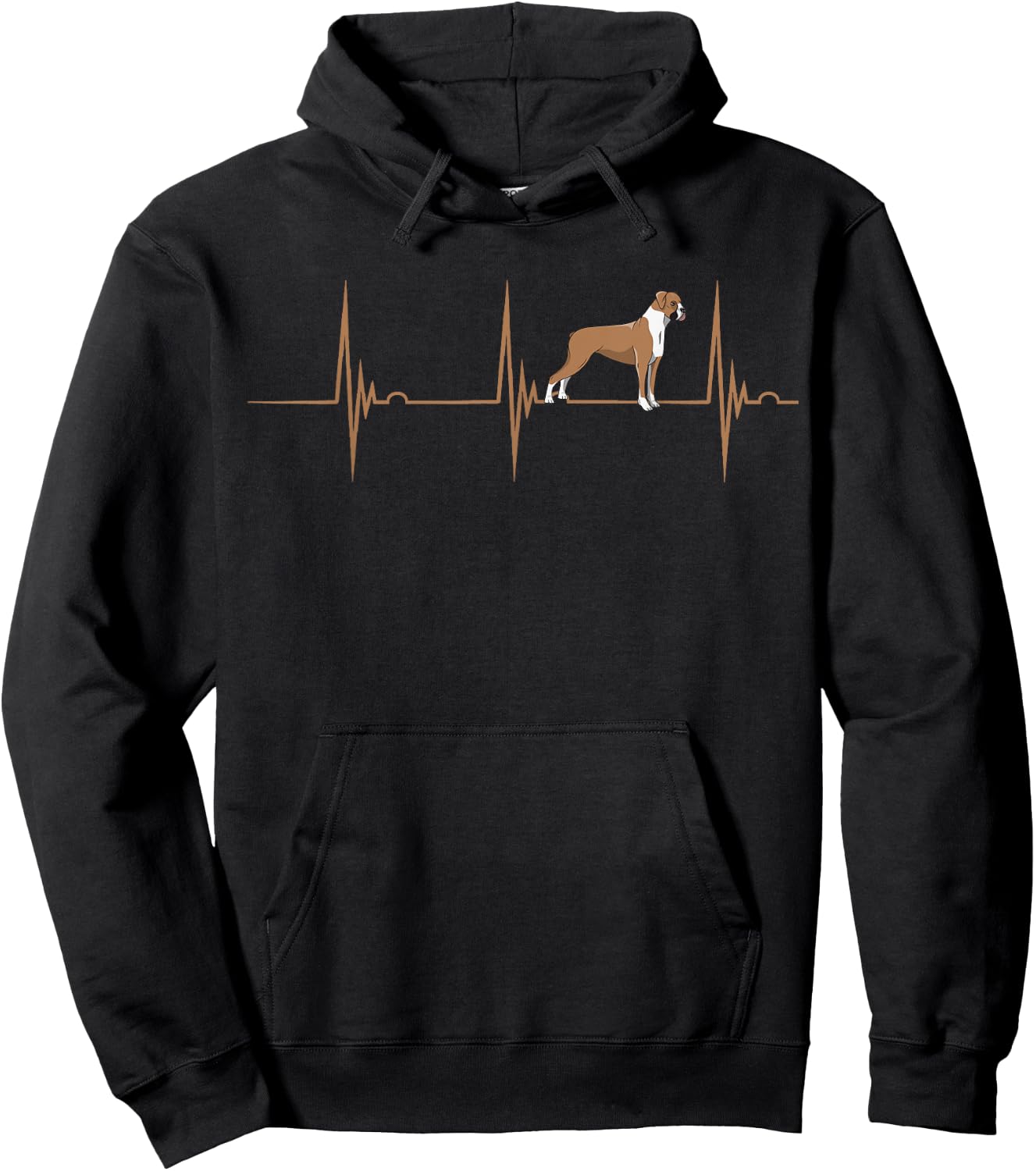 Boxer Dog Owner Heartbeat EKG Pulse Boxer Dog Lover Breeder Men Women Girls Kids Hoodie - Hoodie | Black
