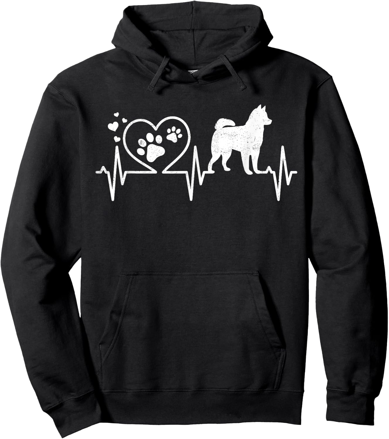 Alaskan Klee Kai Mom Mama Dad Heartbeat Dog Heart Gift Hoodie - Hoodie | Black