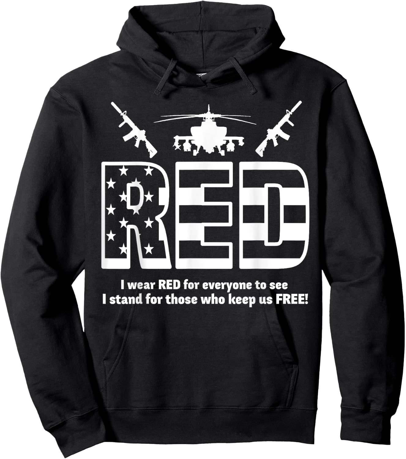 Red Friday Military Shirts Support The Deployed Back Troops Hoodie - Hoodie | Black