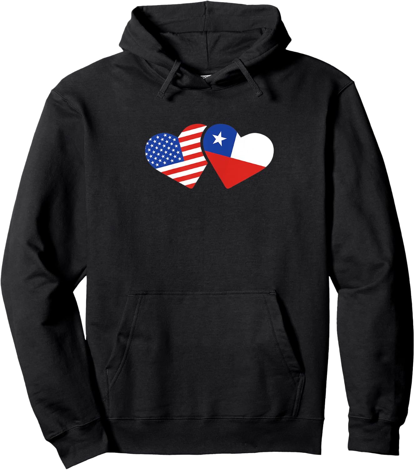 USA Chile Flag T Shirt Hearts Chileans American Love Cute Hoodie - Hoodie | Black