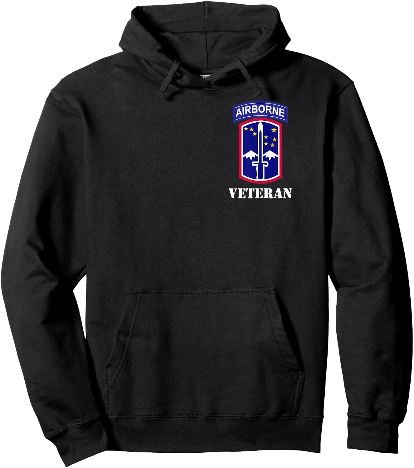 172nd Infantry Patch - Airborne Tab White Veteran chest Hoodie - Hoodie | Black