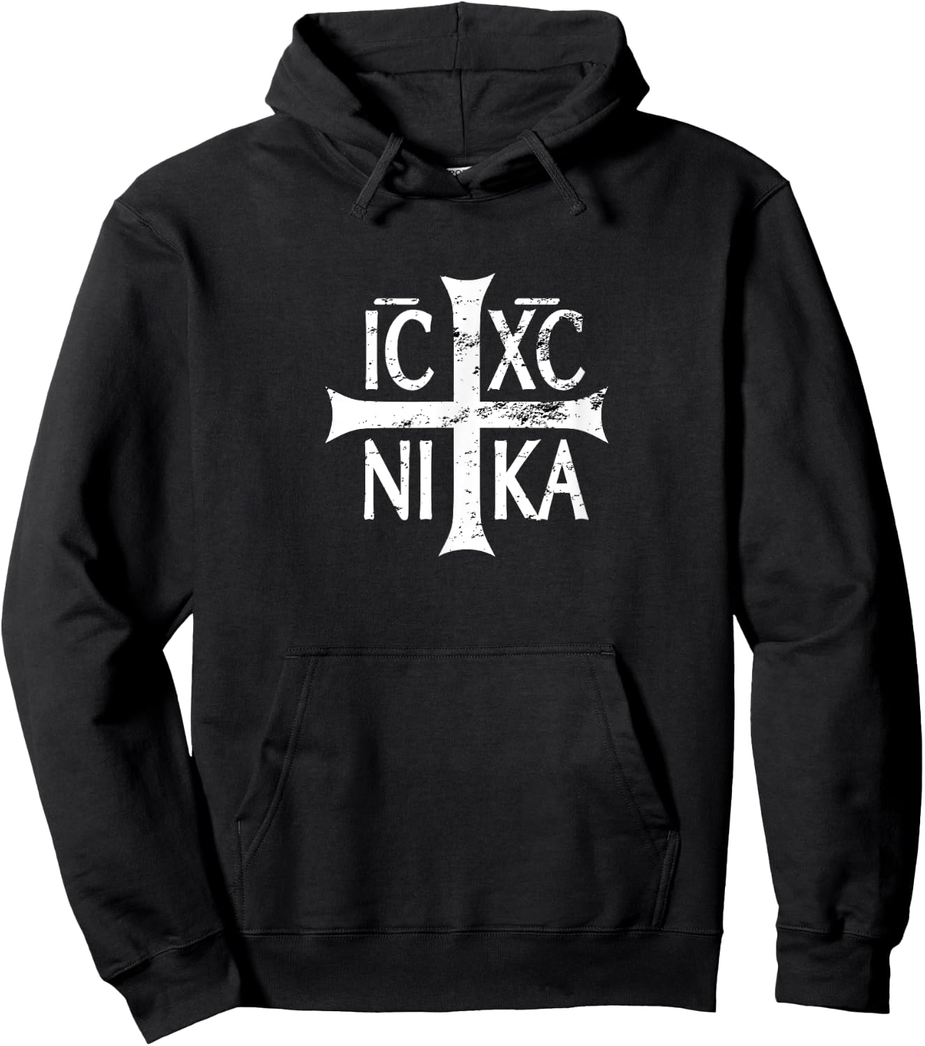 IC XC NIKA cross christian orthodox retro vintage distressed Hoodie - Hoodie | Black