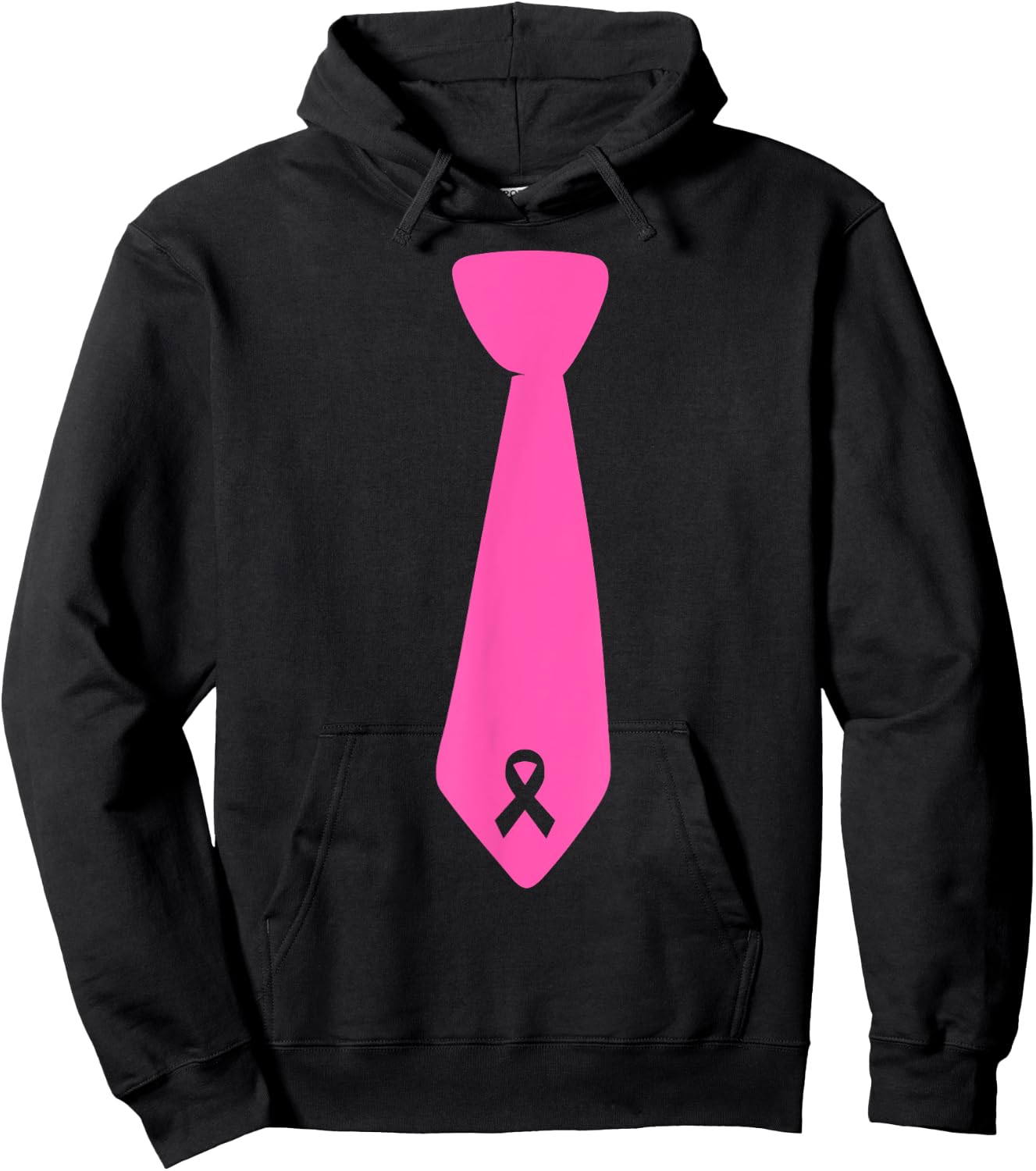 Breast Cancer Awareness Pink Ribbon Tie Hoodie - Hoodie | Black