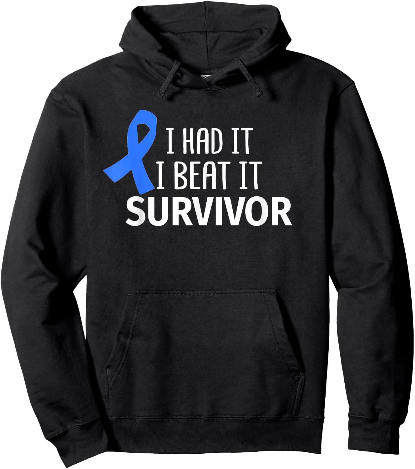 Colon Cancer I Had It I Beat It Survivor Dark Blue Ribbon Hoodie - Hoodie | Black