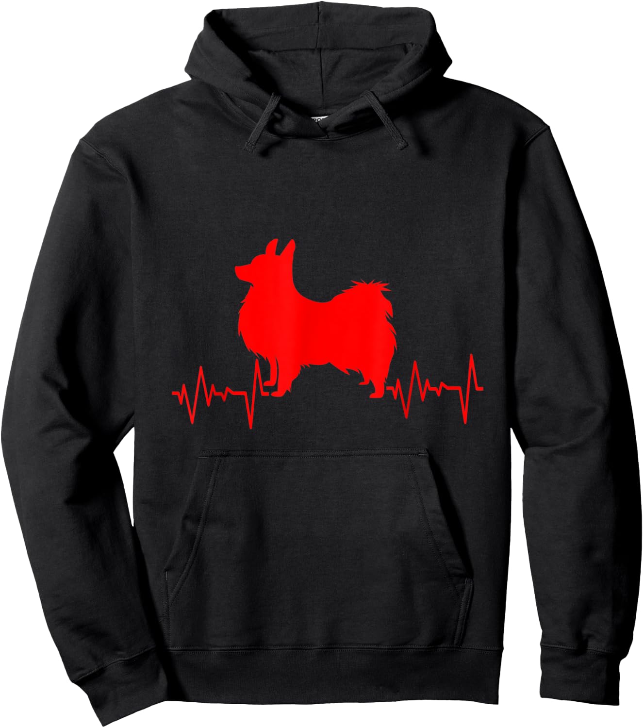 Heartbeat And Heartline With Papillon Dog Hoodie - Hoodie | Black