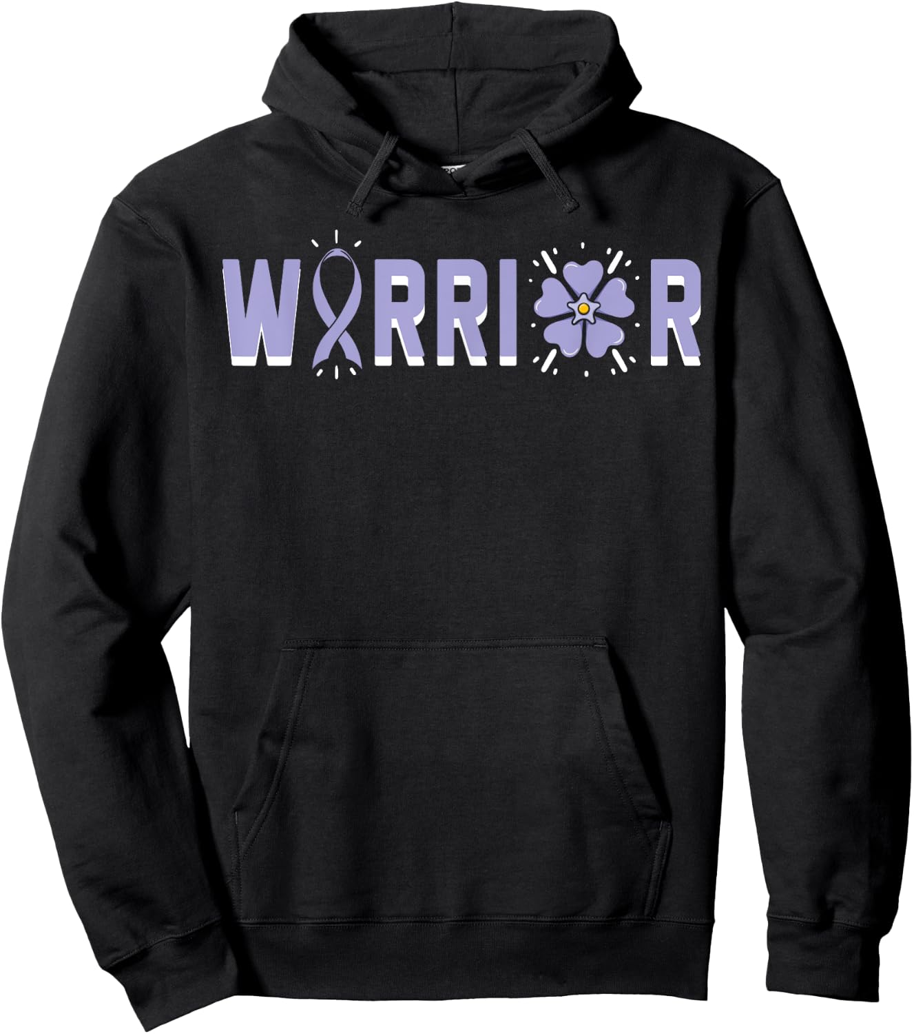 Warrior Stomach Cancer Awareness Gastric Periwinkle Ribbon Hoodie - Hoodie | Black