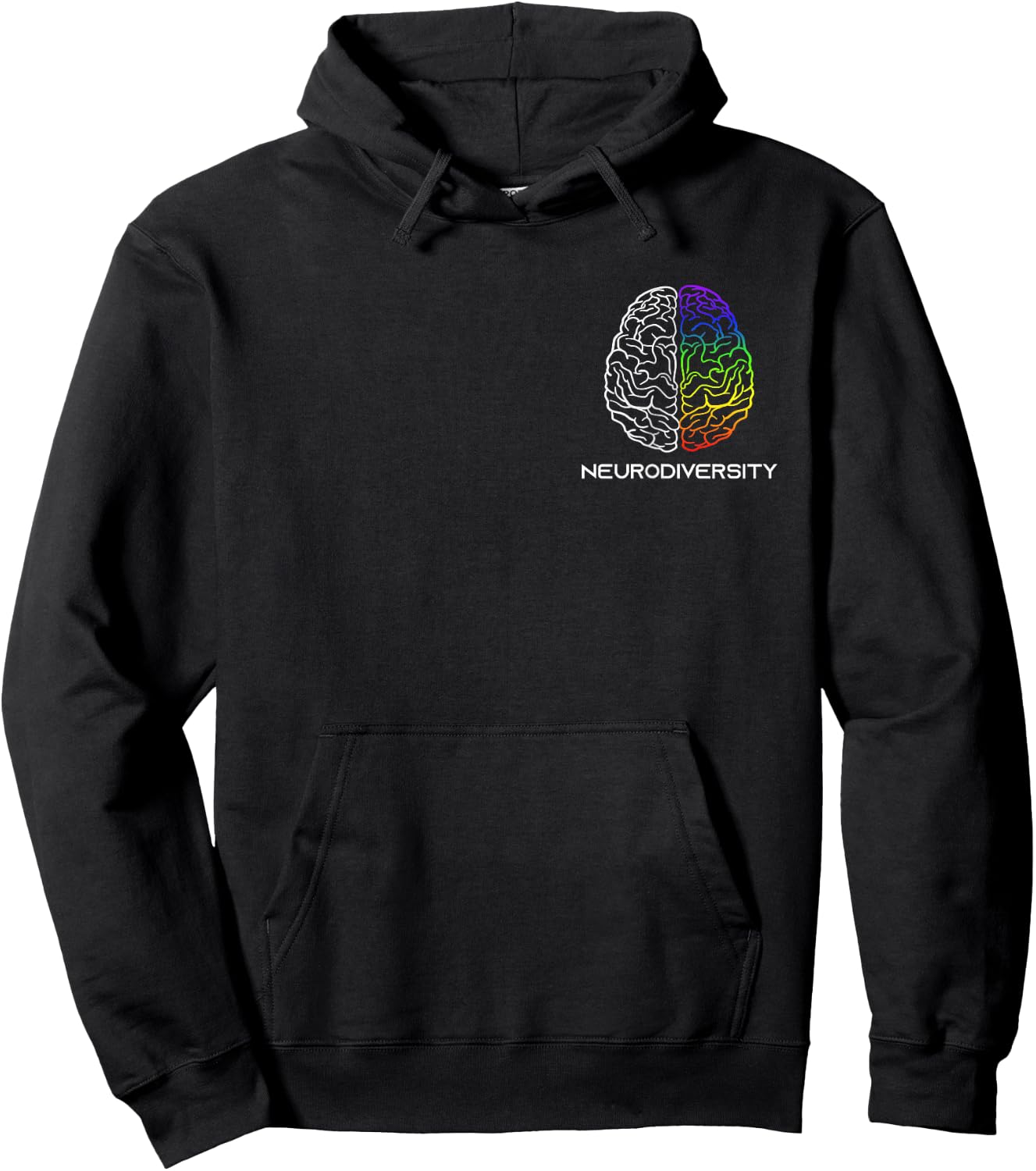 Embrace Neurodiversity Autism ADHD ASD Rainbow Brain Small Hoodie - Hoodie | Black