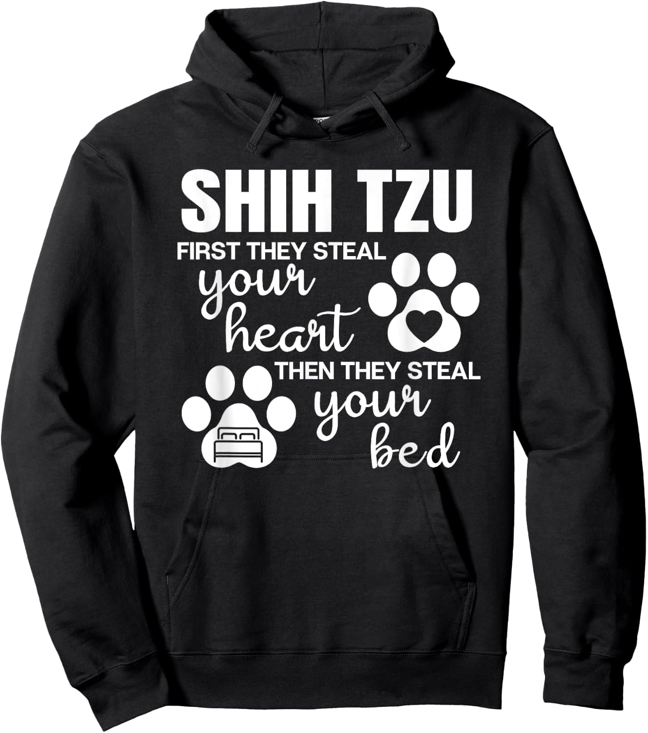 Shih Tzu Gifts Quote Dog Lover Paw Print Men Women Girls Kids Hoodie - Hoodie | Black