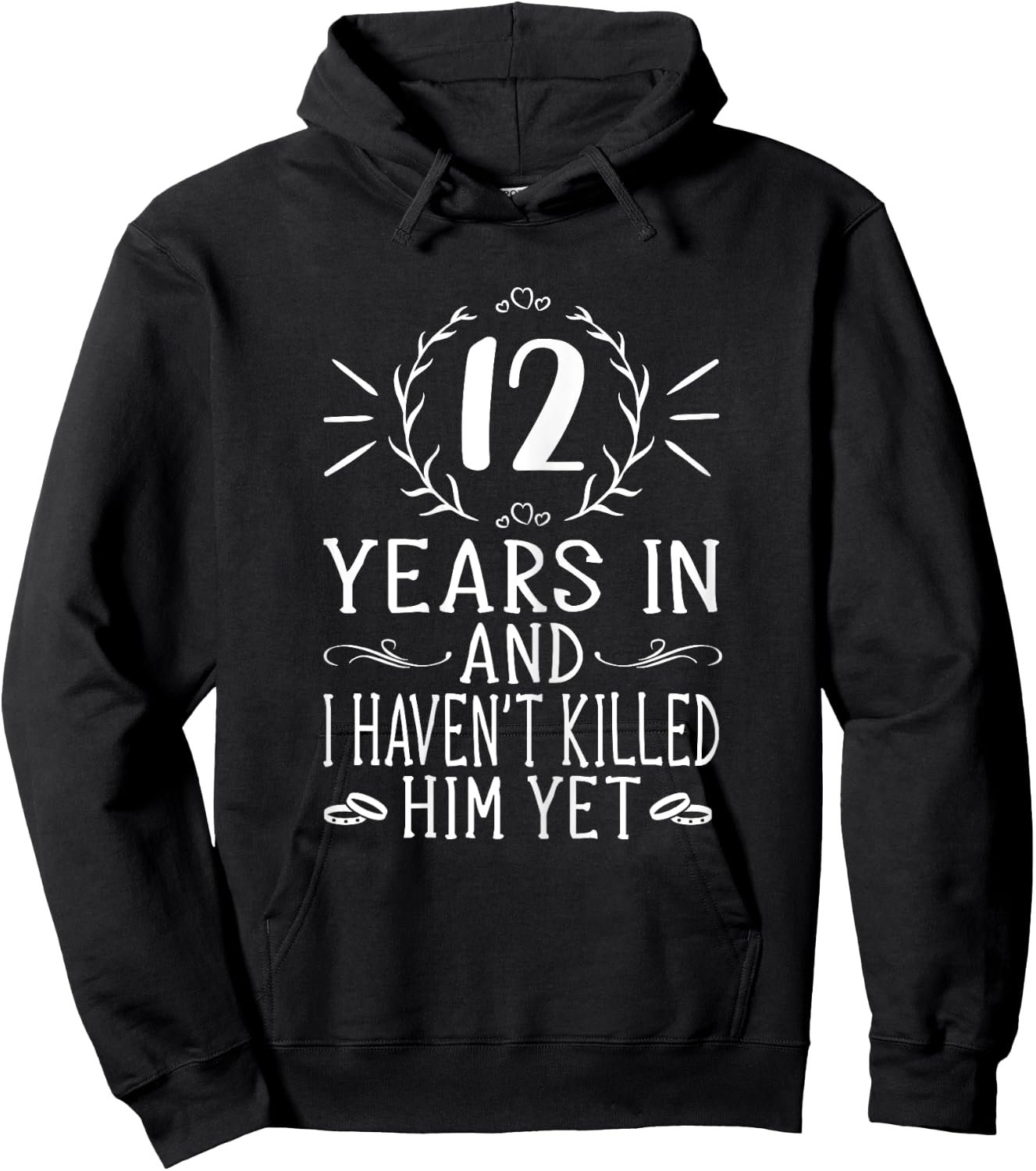 12th Wedding Anniversary - 12 Years Marriage Hoodie - Hoodie | Black