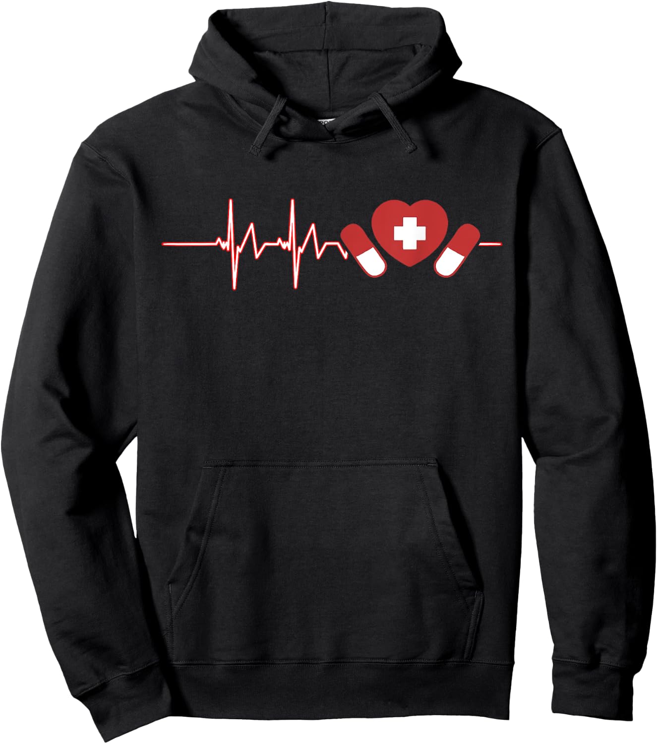 Pharmacist Pharm Tech Medicine Nurse Druggist Heartbeat Hoodie - Hoodie | Black