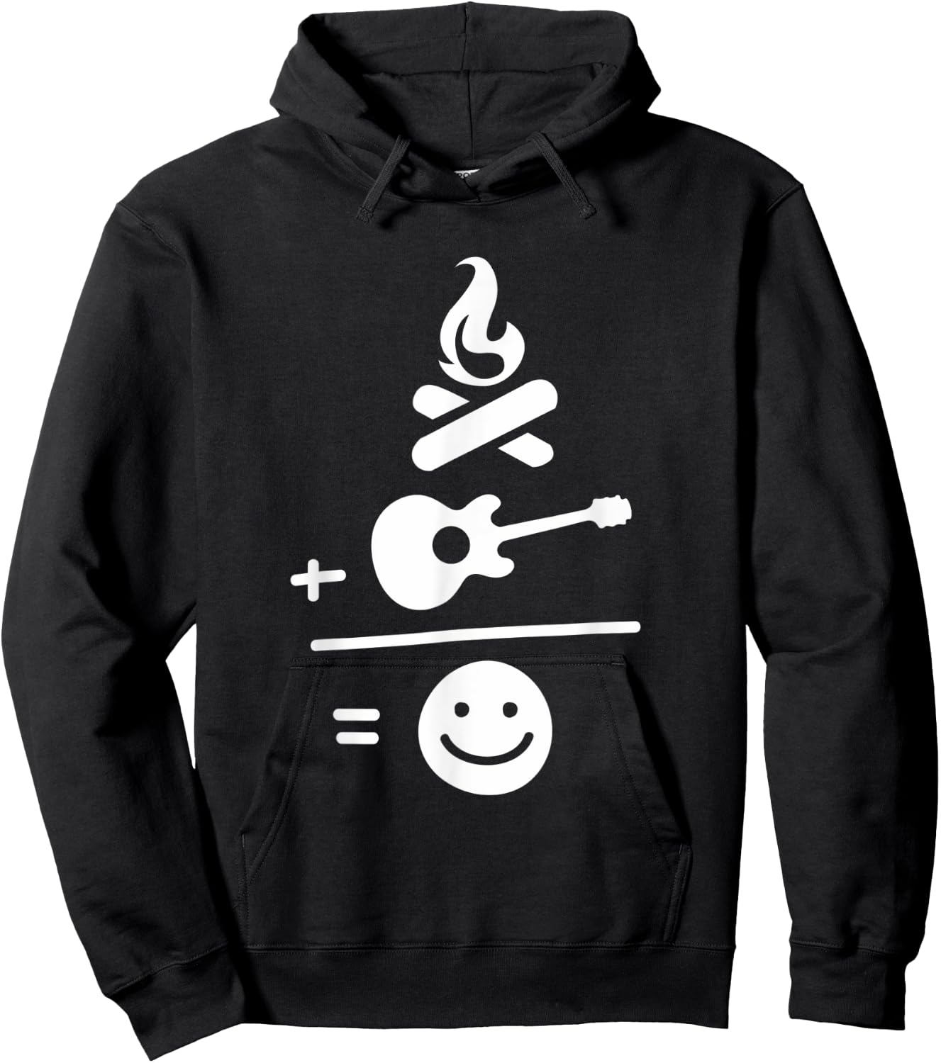 Camping Camp Fire and Guitar Makes Me Smile Hoodie - Hoodie | Black
