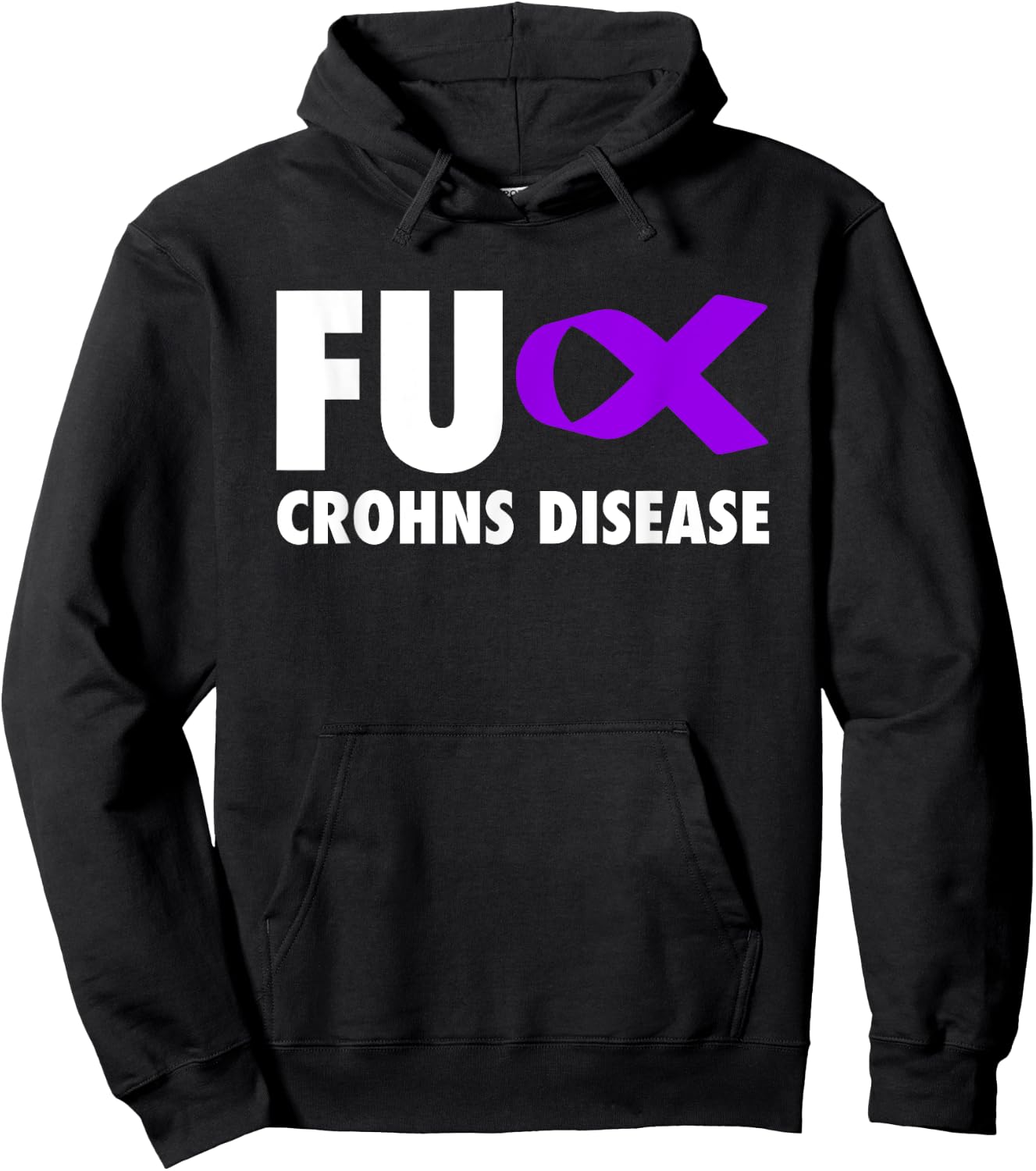 FU Crohns Disease Purple Ribbon - Crohns Hoodie - Hoodie | Black