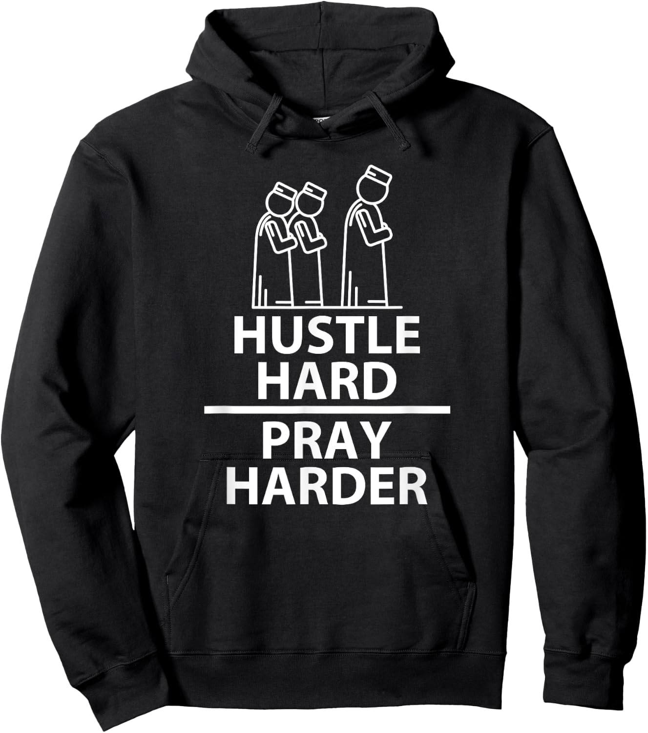 Hustle Hard Pray Harder Islamic Muslim Praying Religion Gift Hoodie - Hoodie | Black