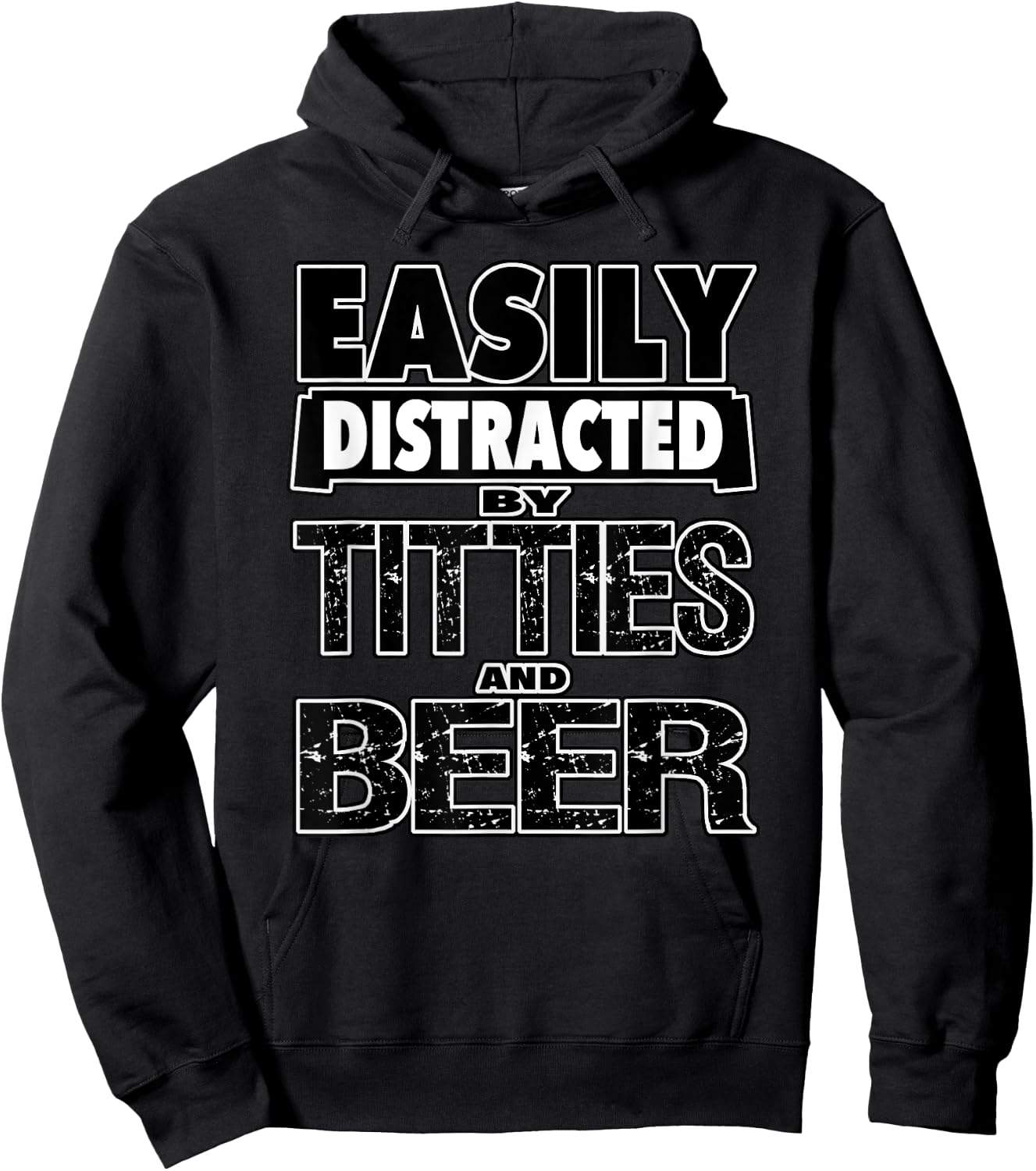 Funny Easily Distracted by TITTIES & BEER Design Hoodie - Hoodie | Black
