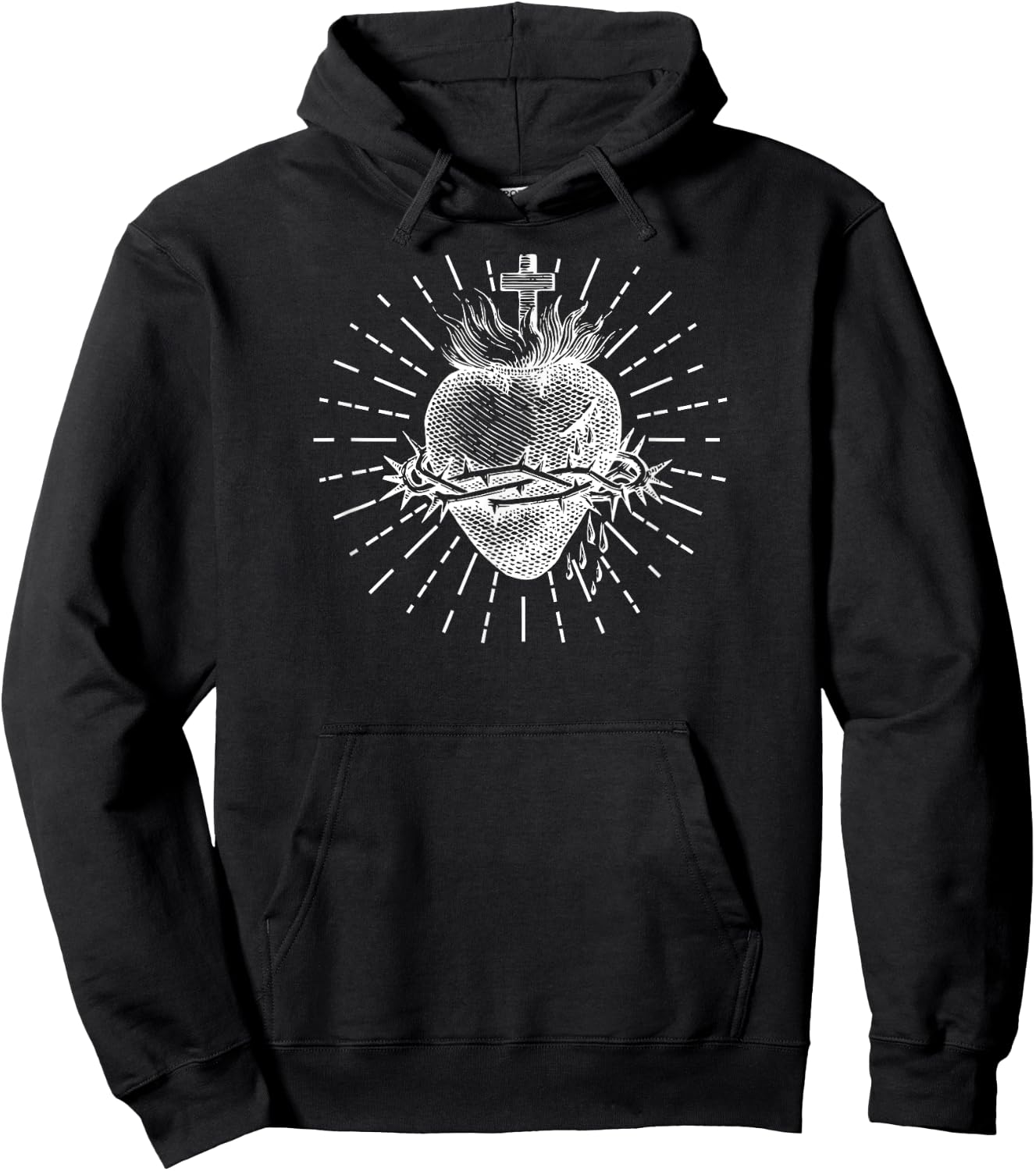 Sacred Heart of Jesus Vintage Blessing Catholic Hoodie - Hoodie | Black