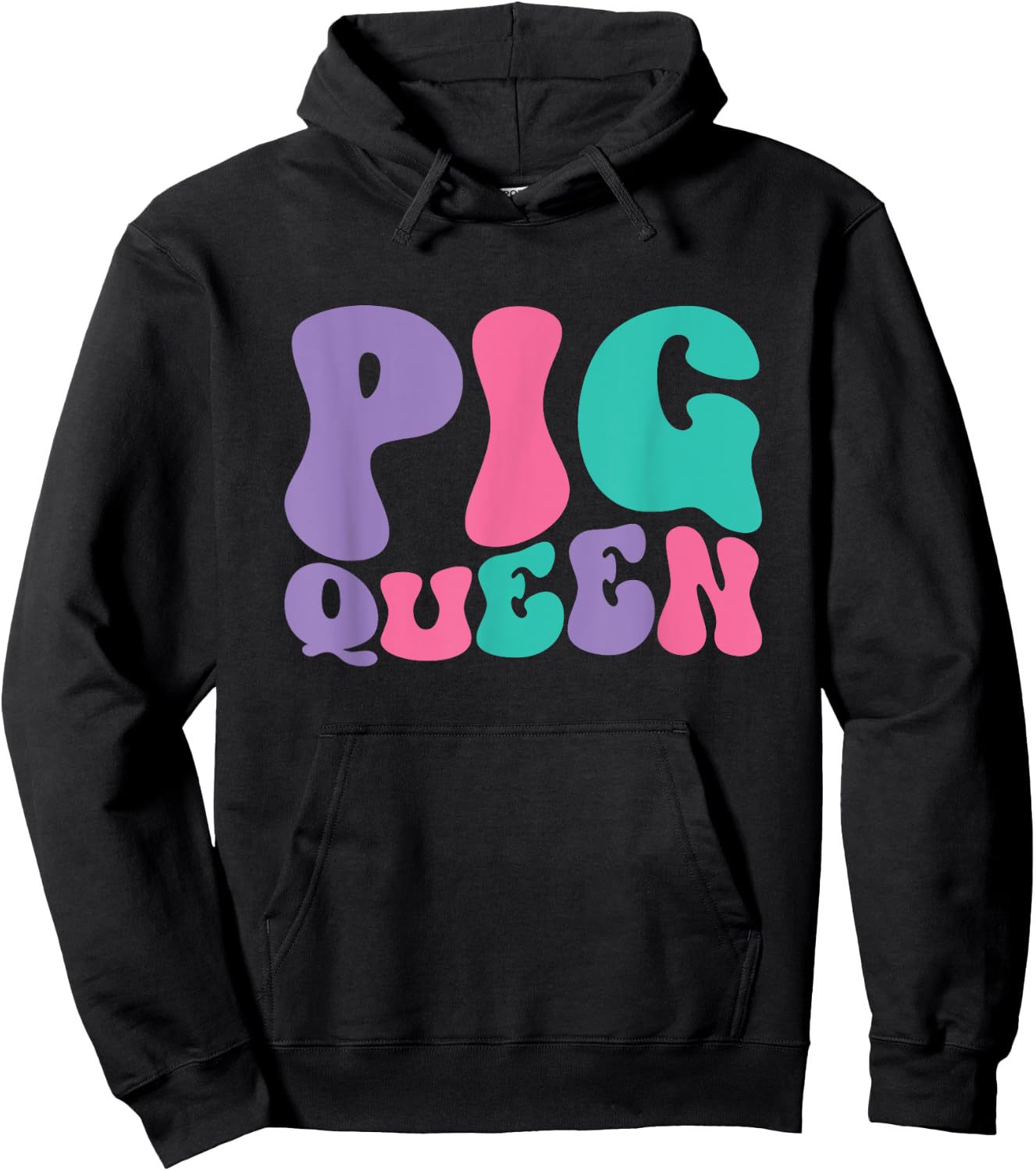 Pig Queen Pigs Retro Vintage Wavy Groovy Hoodie - Hoodie | Black