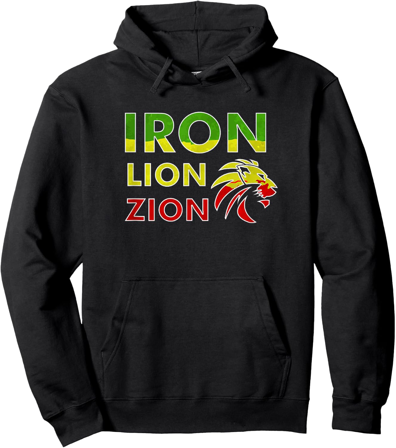 Iron, Lion, Zion, Jamaica, Rasta Hoodie - Hoodie | Black