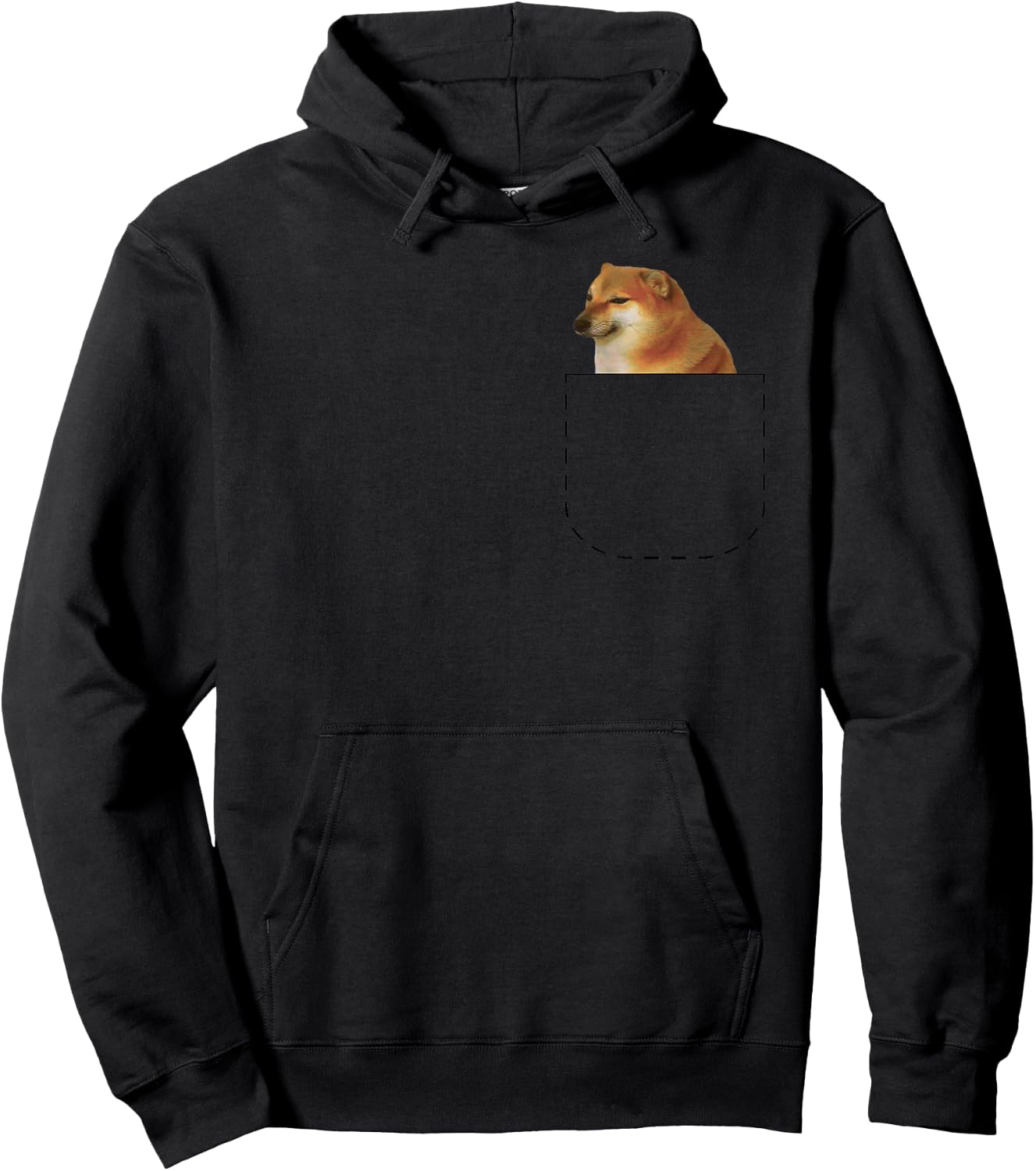 Mommottix Cheems , Women's Black Dog Meme , Small, Short Sleeve, , Classic Fit, Cotton 65% Polyester 35% Hoodie - Hoodie | Black