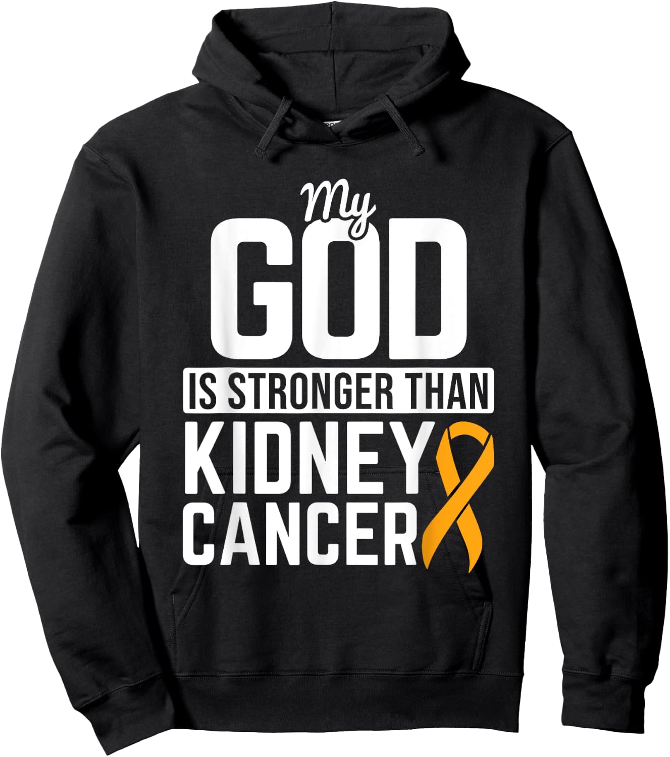 God Stronger than Kidney Cancer Kidney Cancer Awareness RCC Hoodie - Hoodie | Black