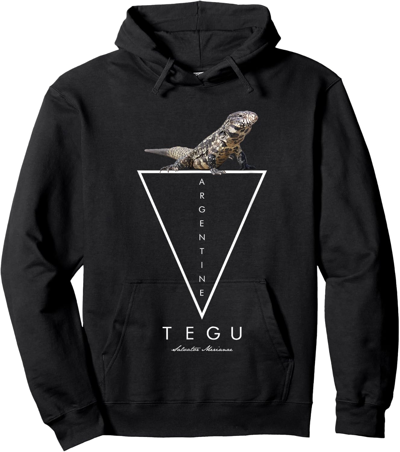 Argentinian Black And White Tegu Geometric Hoodie - Hoodie | Black