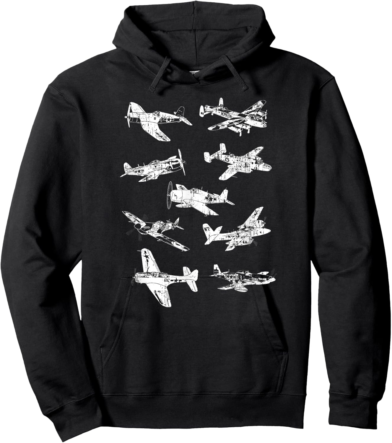 WWII US Fighter Jet Aircraft World War II Vintage Airplanes Hoodie - Hoodie | Black