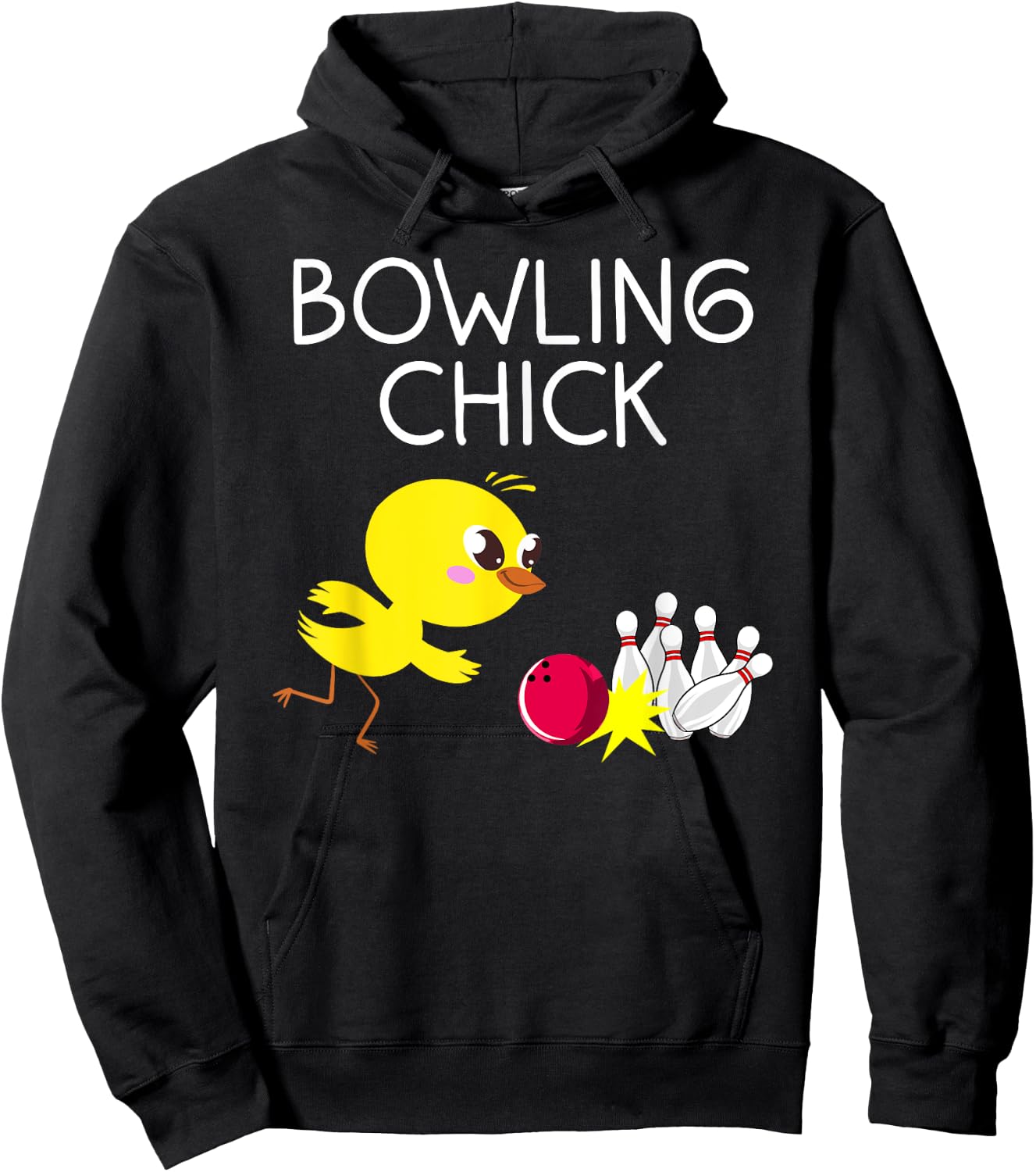Funny Bowling Gift Women Cute Bowling Chick Sports Athlete Hoodie - Hoodie | Black