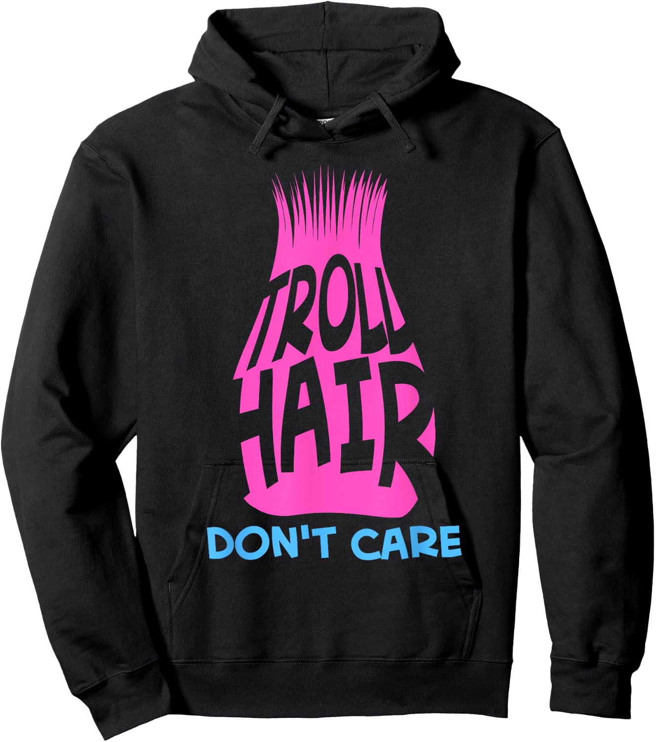 Funny Troll Hair Don't Care Gift Kids Toddlers Boys Girls Hoodie - Hoodie | Black