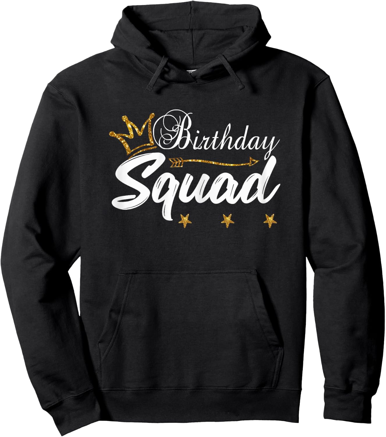 Birthday Squad Gold Crown White B-Day Hoodie - Hoodie | Black