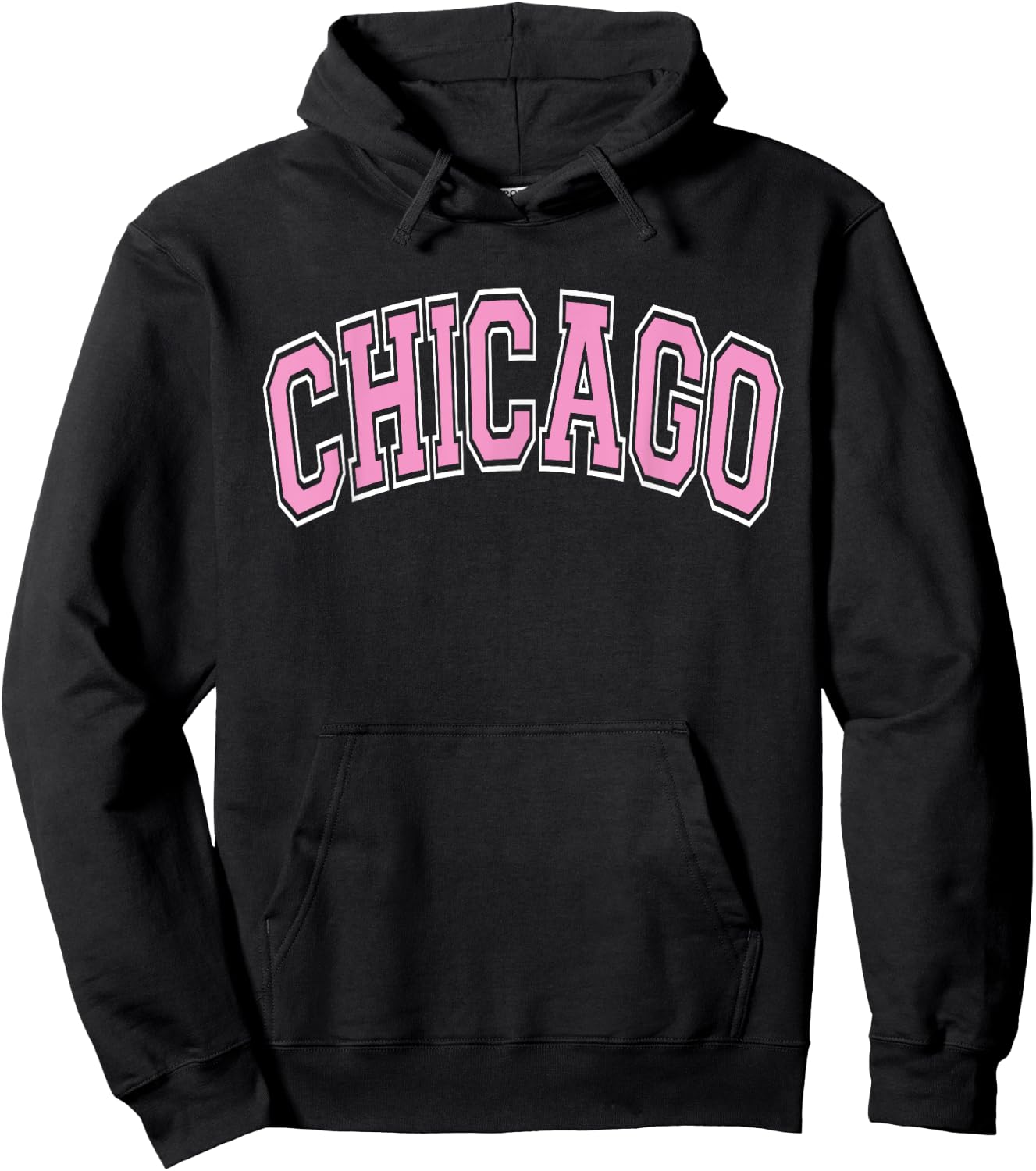 Chicago Arched Pink Text Hoodie - Hoodie | Black